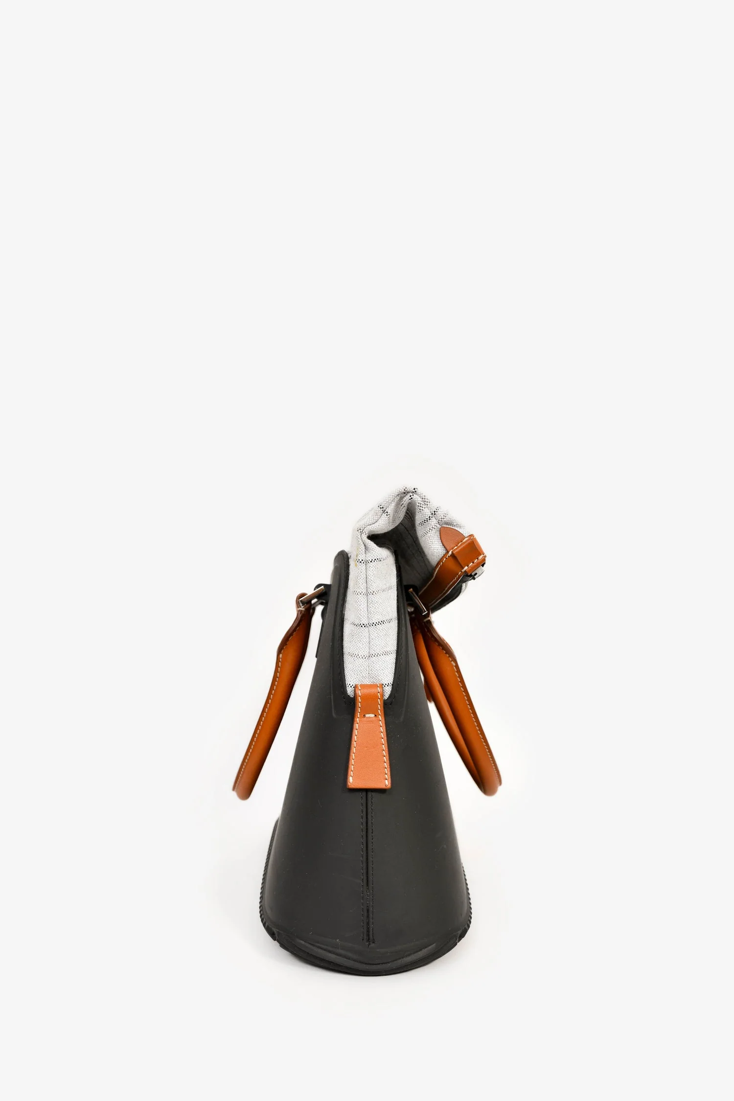 Margiela Black Rubber/Tan Leather Trimmed '5AC' Tote Bag - Image 3