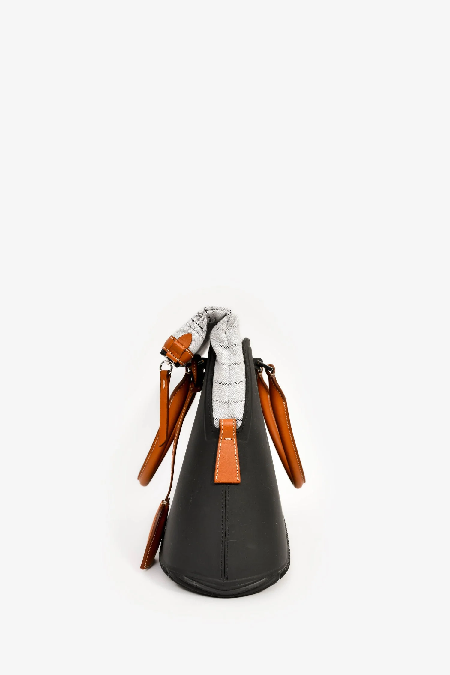 Margiela Black Rubber/Tan Leather Trimmed '5AC' Tote Bag - Image 4