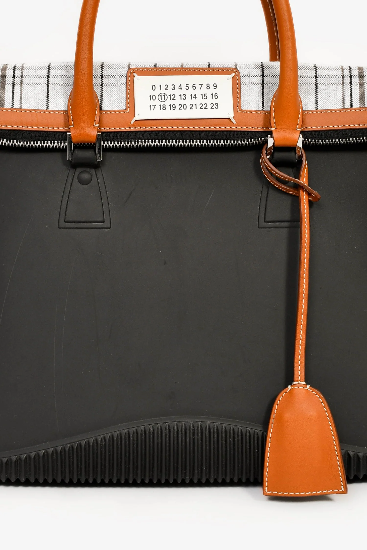 Margiela Black Rubber/Tan Leather Trimmed '5AC' Tote Bag - Image 8