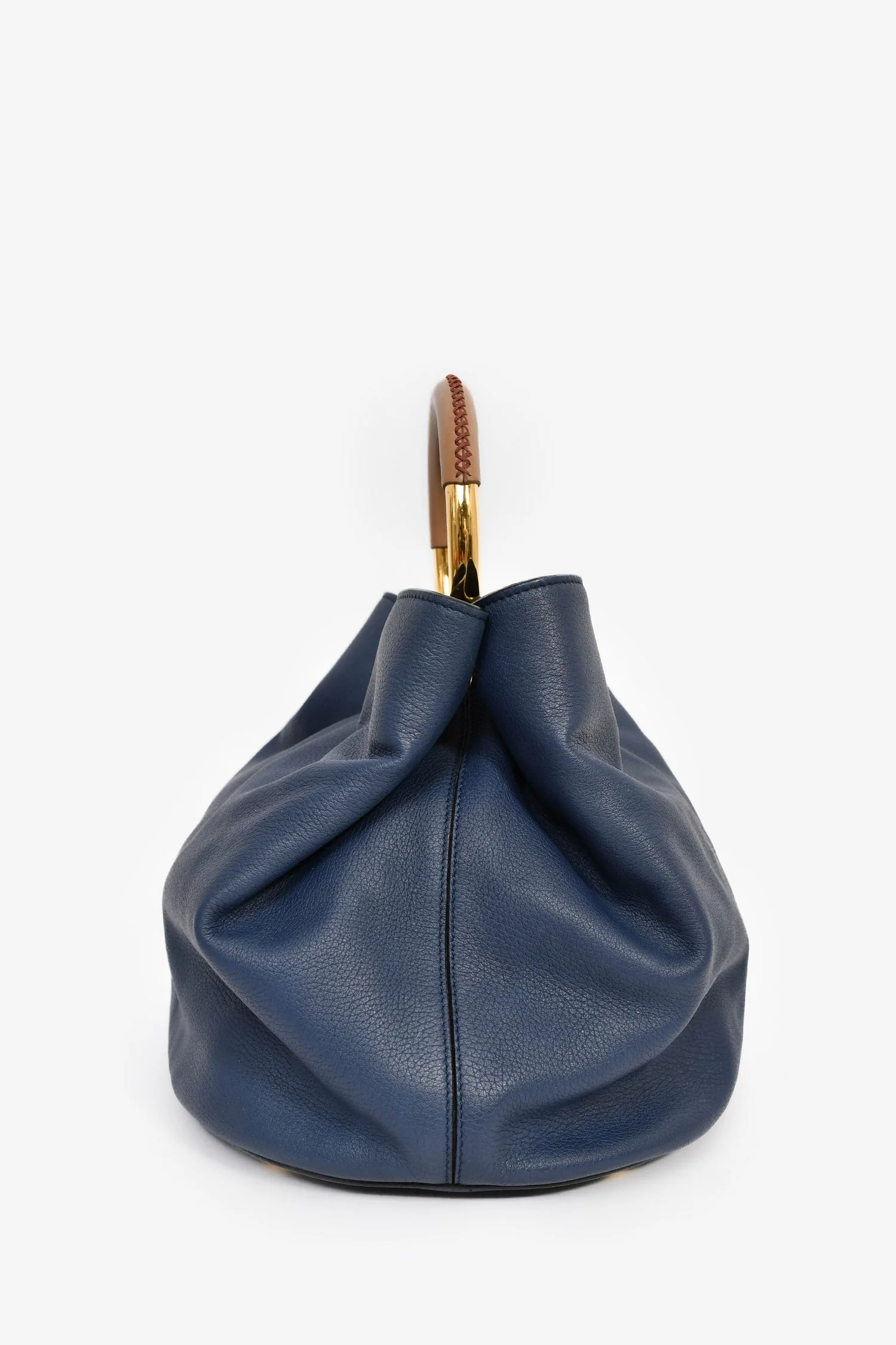 Marni Blue Leather Large 'Pannier' Bucket Bag with Strap - Image 3