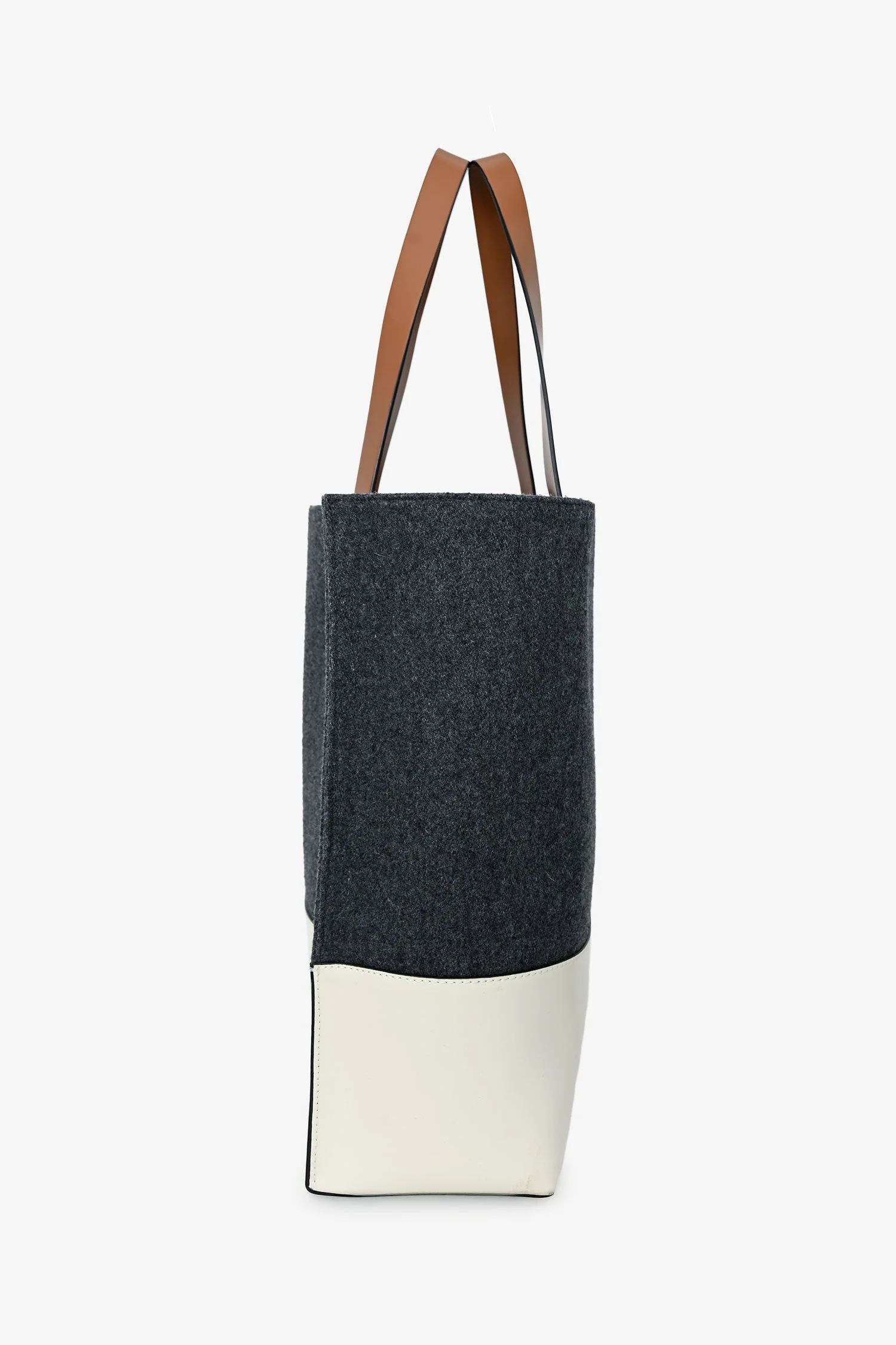 Marni Grey Felt White Leather Tote - Image 4
