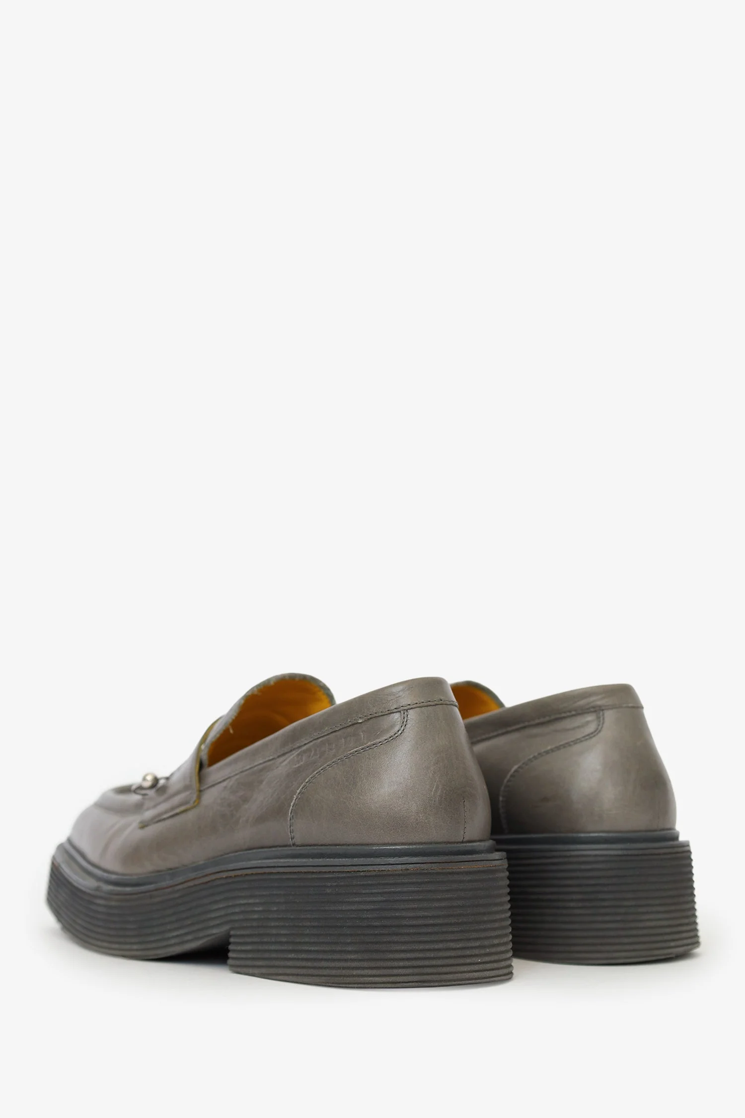 Marni Grey Leather Piercing Square-toe Loafers Size 41 Mens - Image 4
