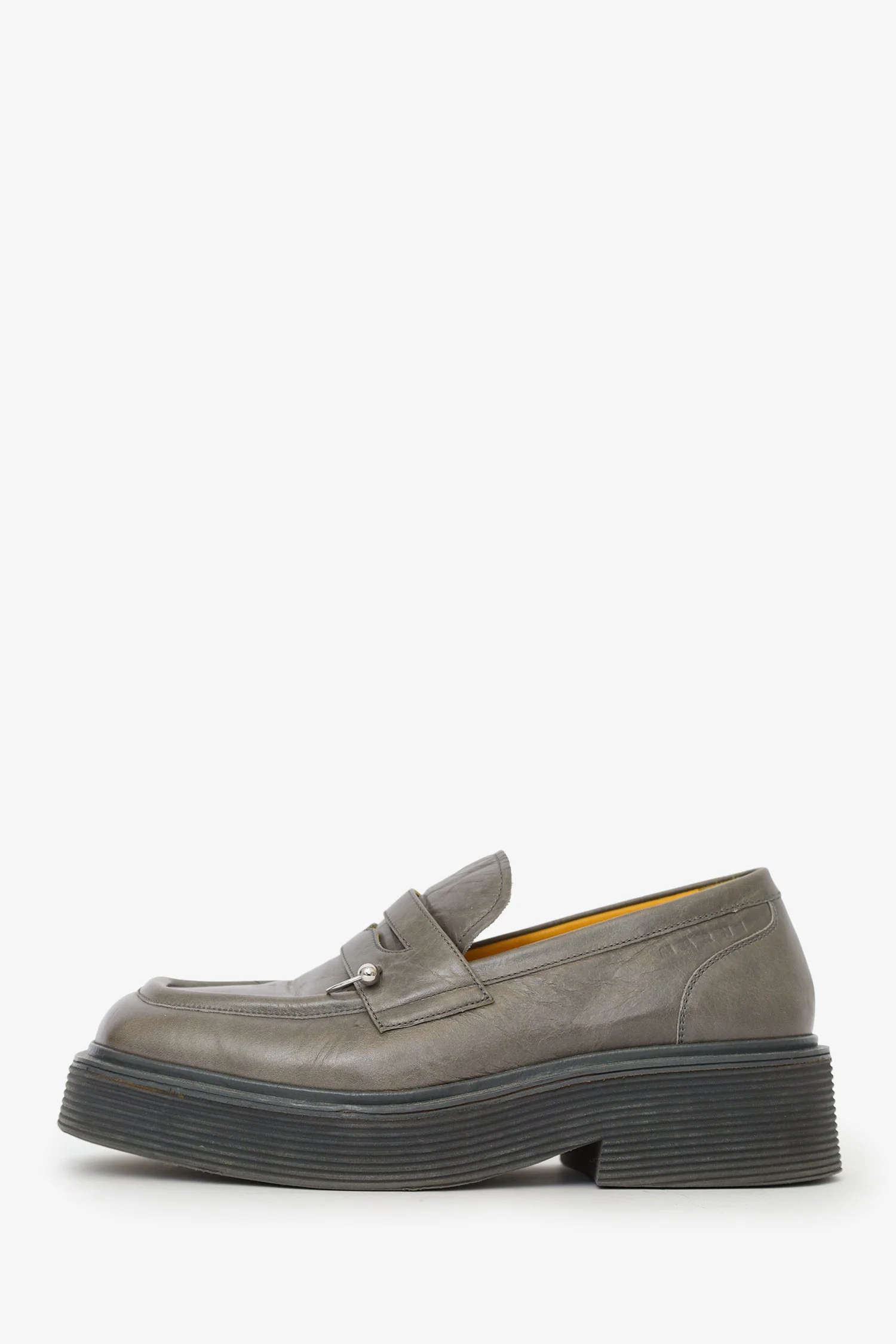 Marni Grey Leather Piercing Square-toe Loafers Size 41 Mens - Image 5