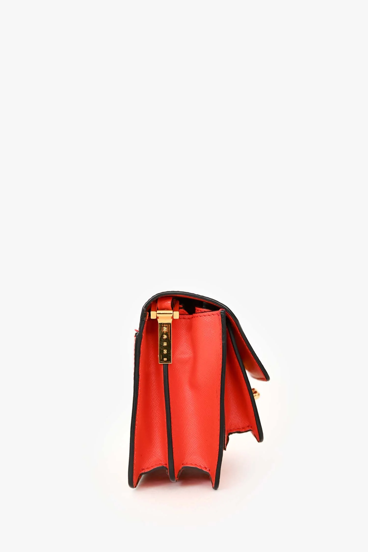 Marni Red Grained Leather Mini Trunk Crossbody Bag - Image 2