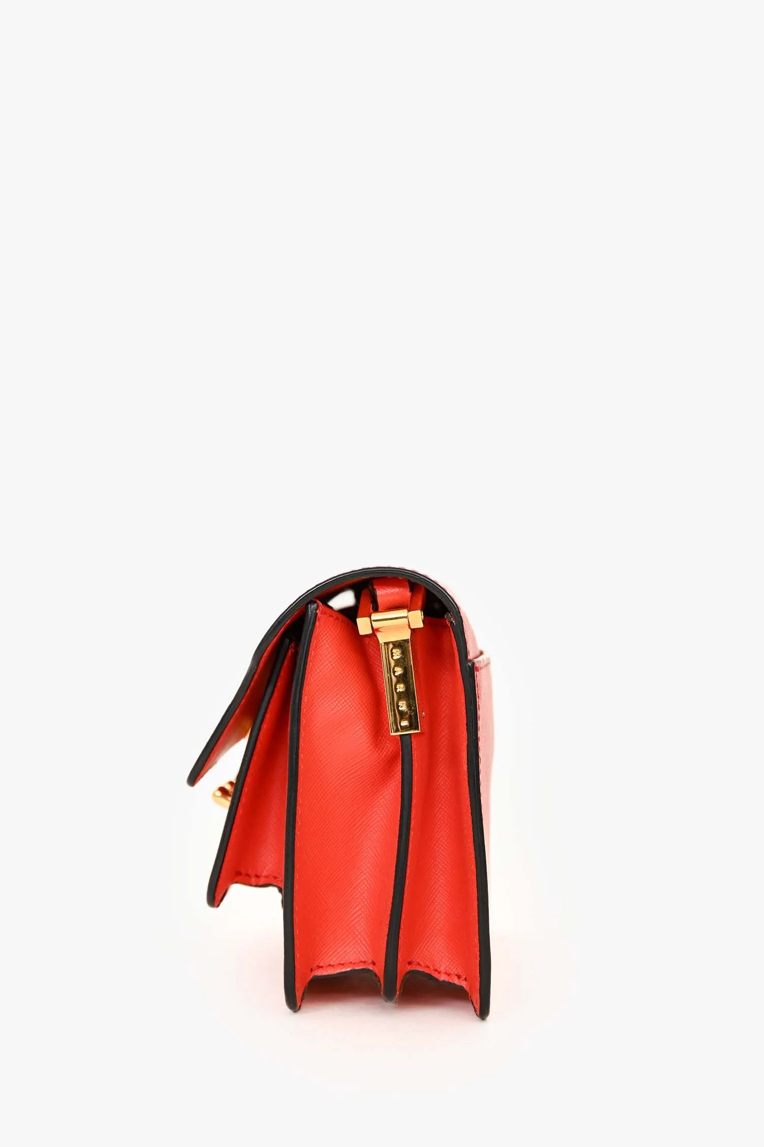 Marni Red Grained Leather Mini Trunk Crossbody Bag - Image 4