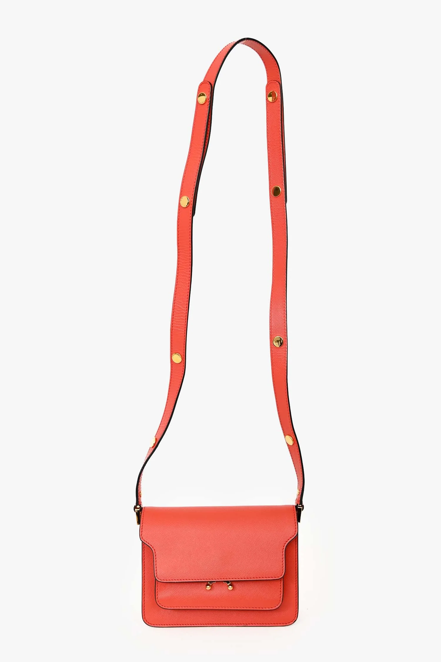 Marni Red Grained Leather Mini Trunk Crossbody Bag - Image 7