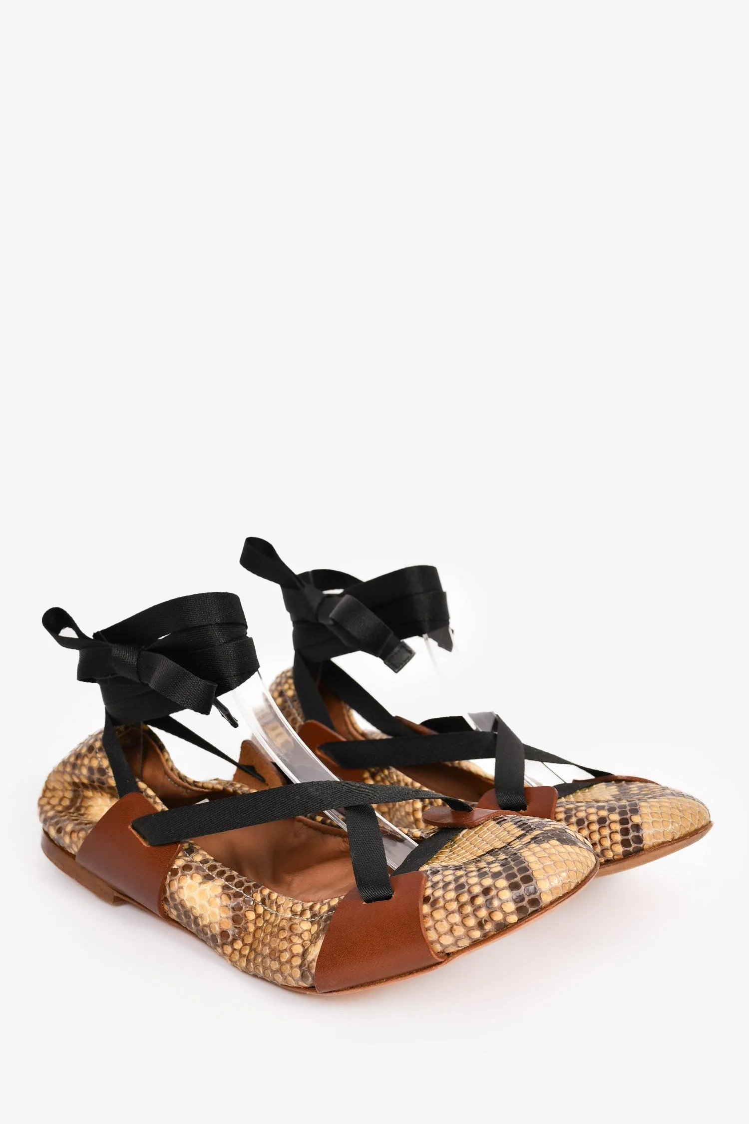 Marni Snakeskin Lace-Up Ballet Flats Size 39 - Image 2