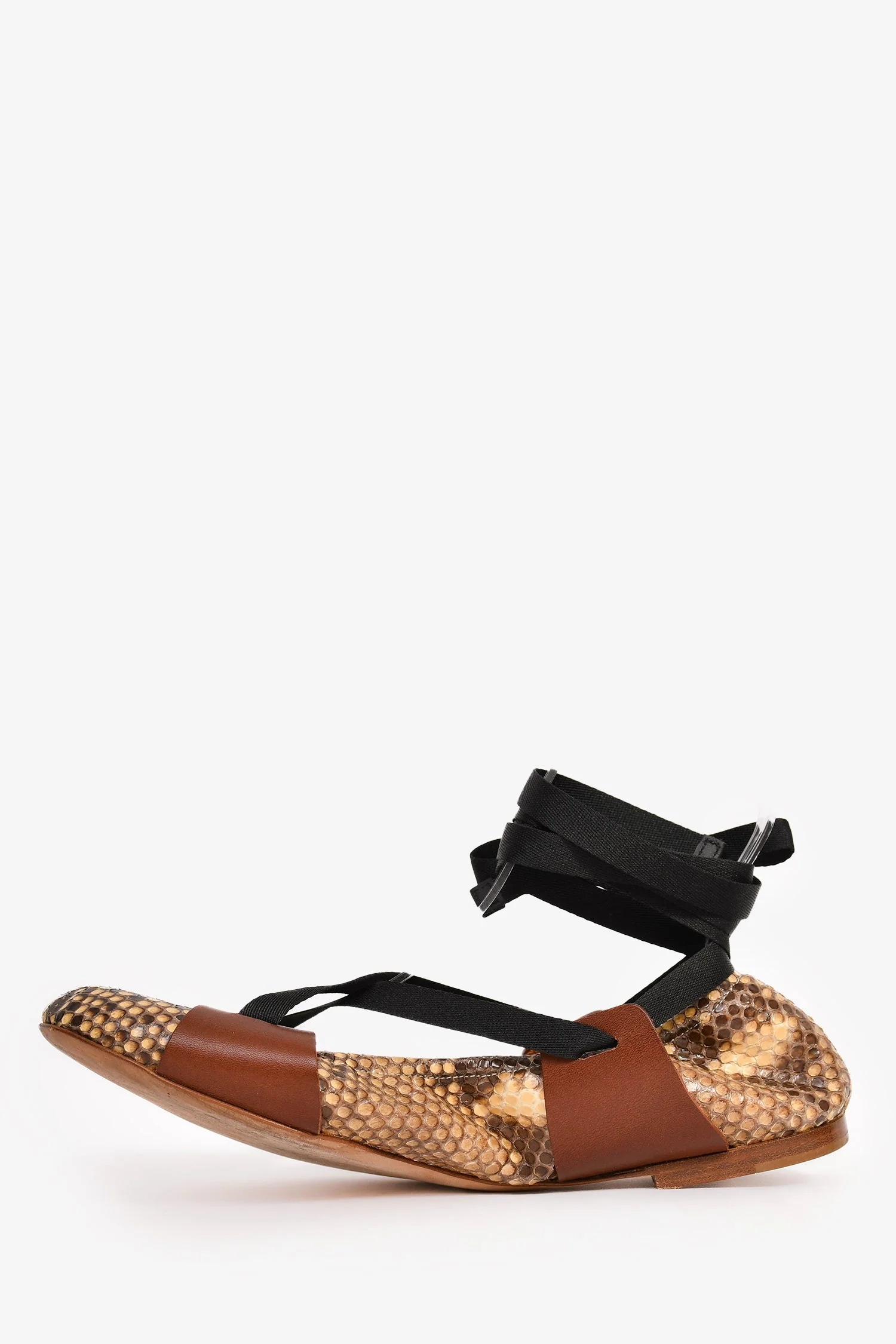 Marni Snakeskin Lace-Up Ballet Flats Size 39 - Image 4