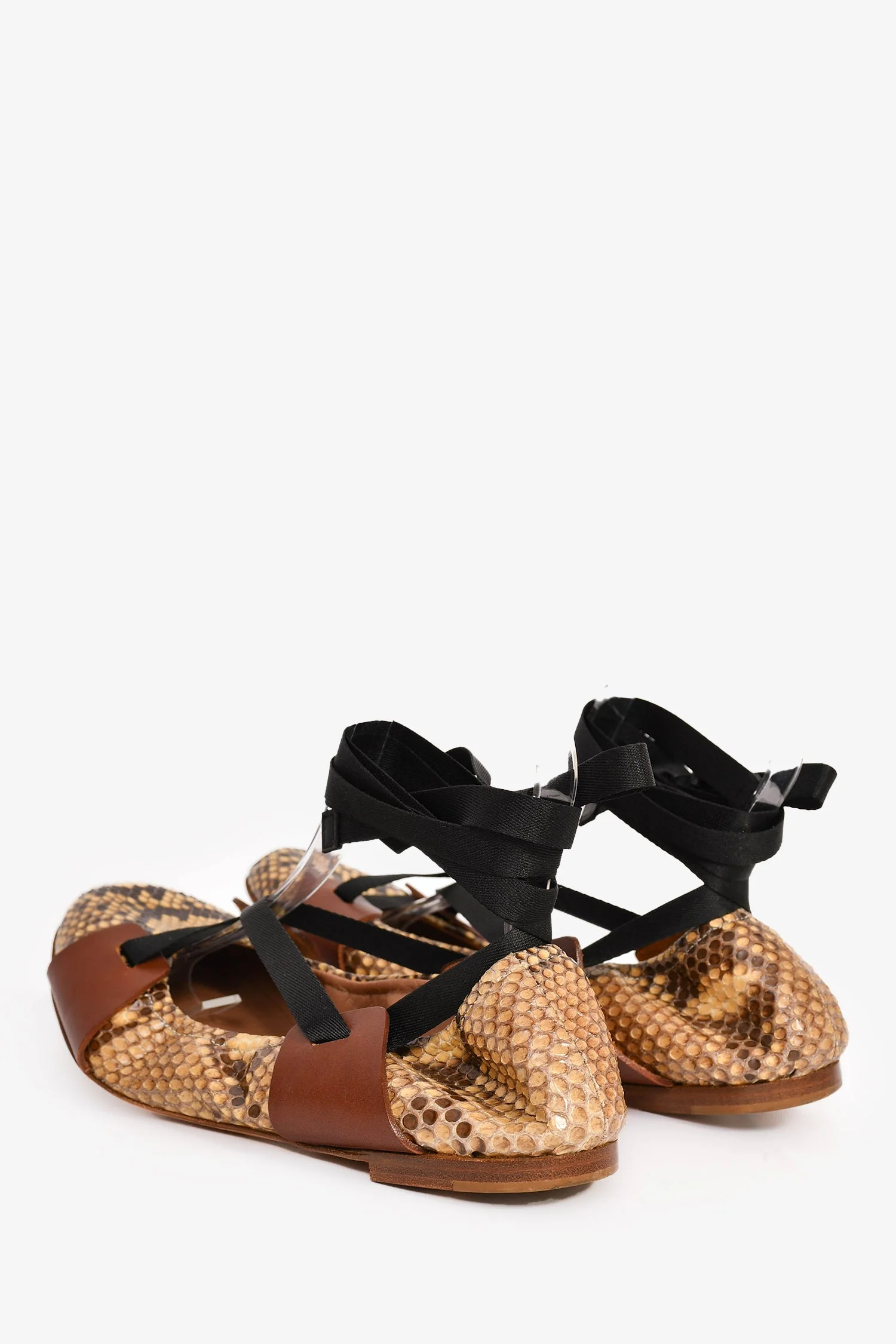 Marni Snakeskin Lace-Up Ballet Flats Size 39 - Image 5