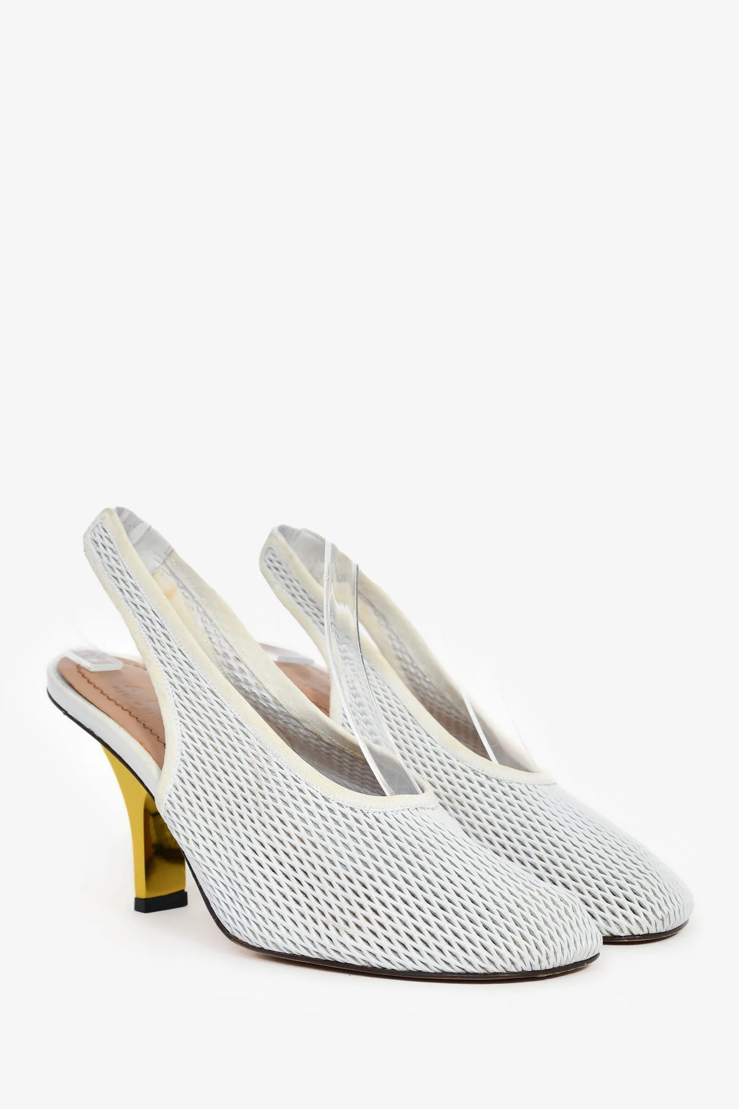 Marni White Leather Mesh Slingback Heels Size 38 - Image 2