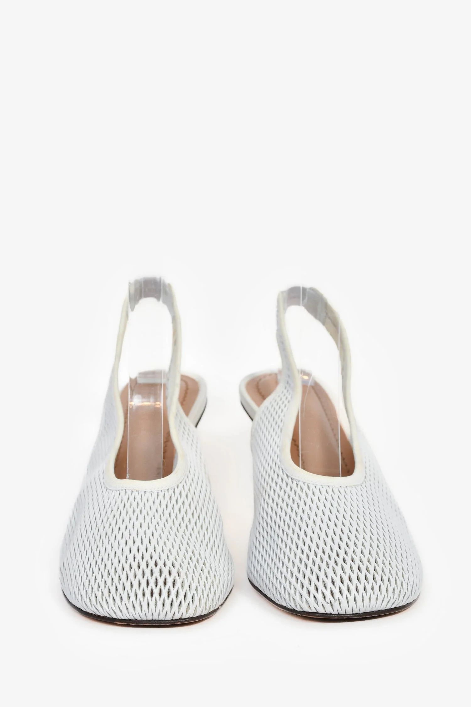 Marni White Leather Mesh Slingback Heels Size 38 - Image 3