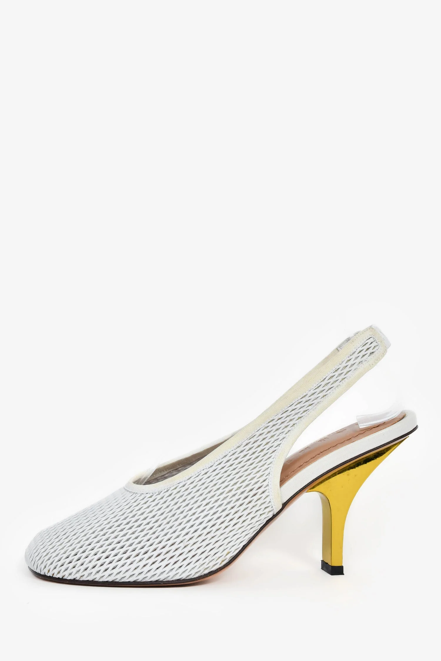 Marni White Leather Mesh Slingback Heels Size 38 - Image 4