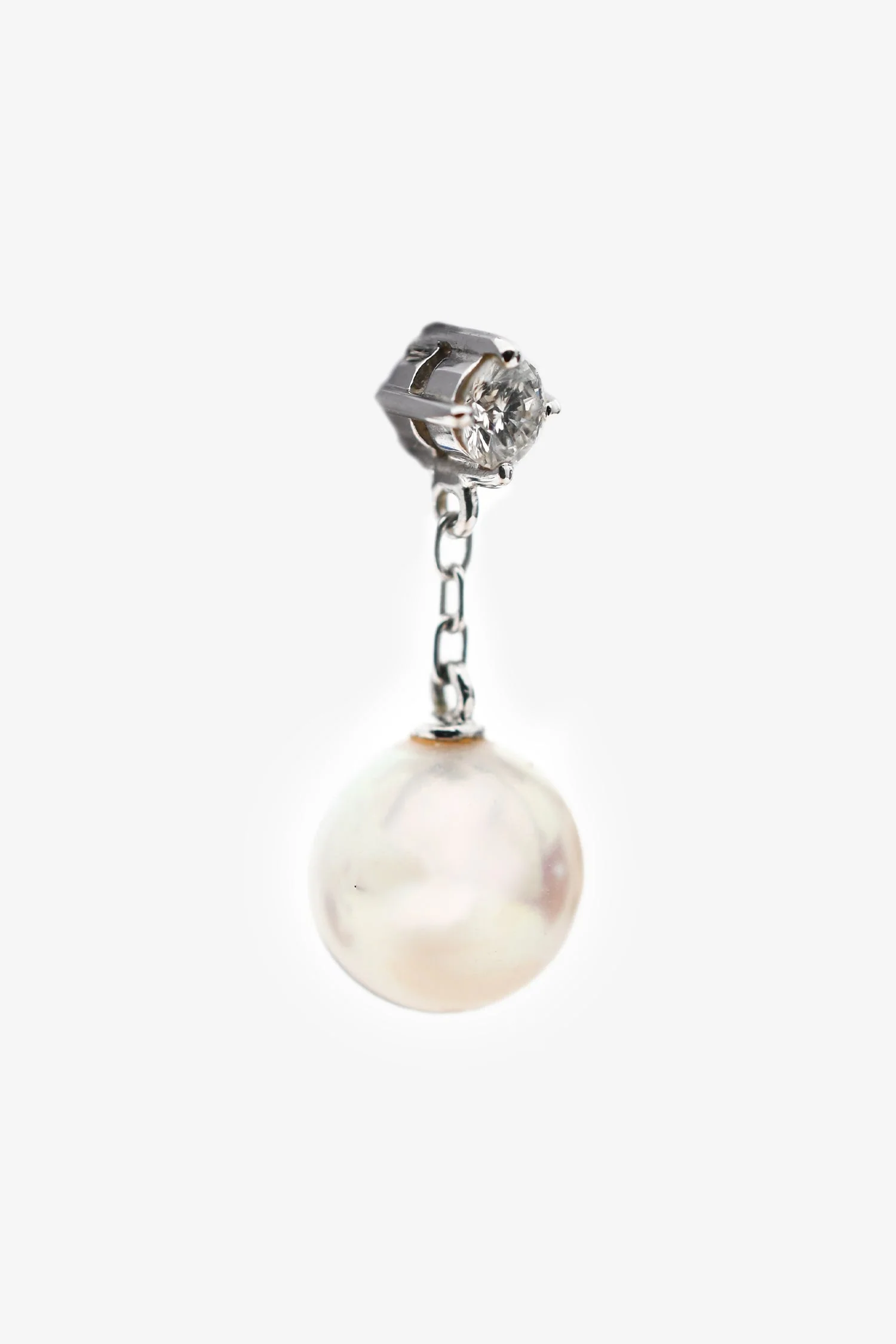 Mikimoto Akoya 18k White Gold Cultured Pearl Diamond Drop Earrings - Image 3