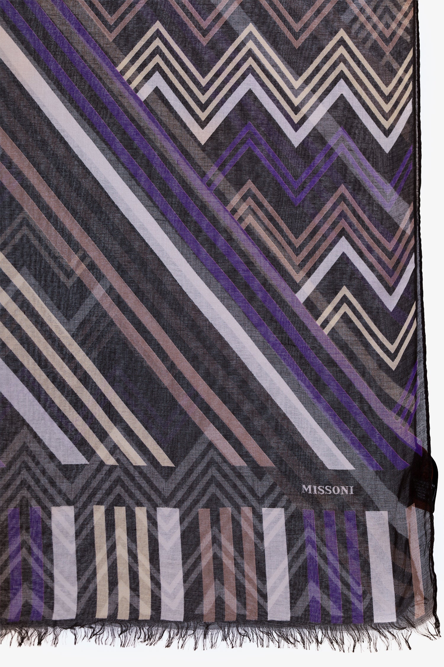 Missoni Purple/Black Silk Patterned Scarf - Image 2