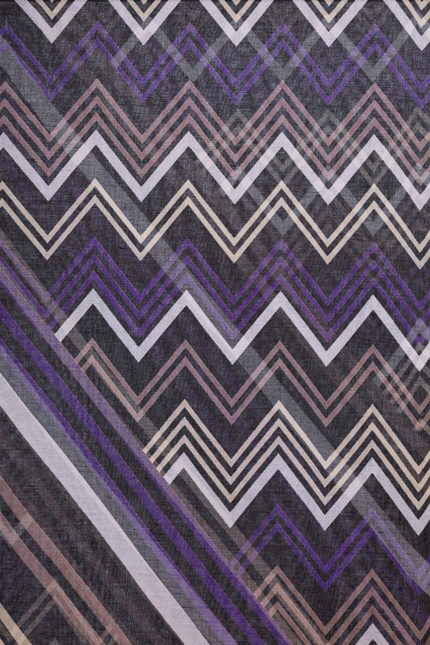 Missoni Purple/Black Silk Patterned Scarf - Image 3