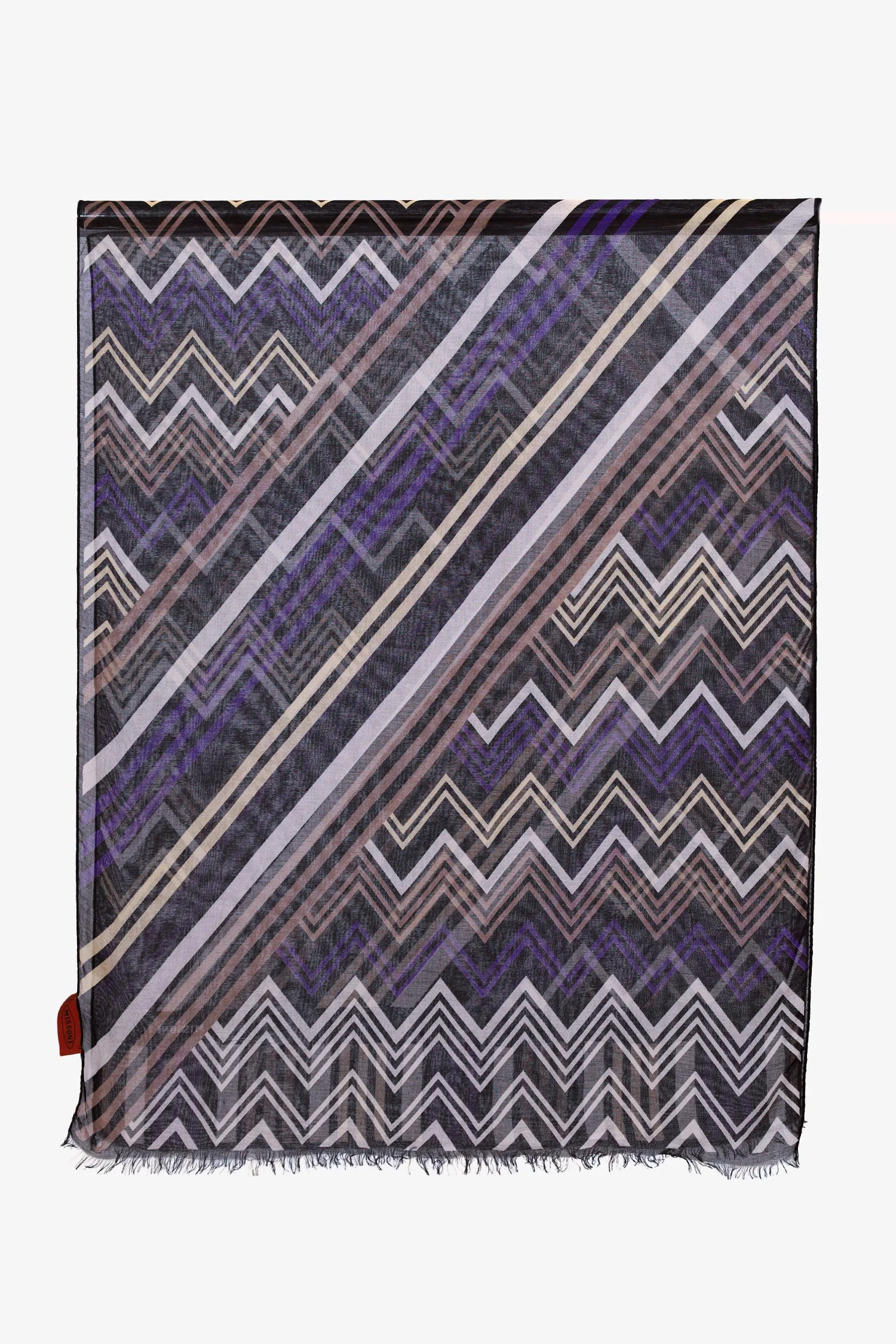 Missoni Purple/Black Silk Patterned Scarf - Image 4