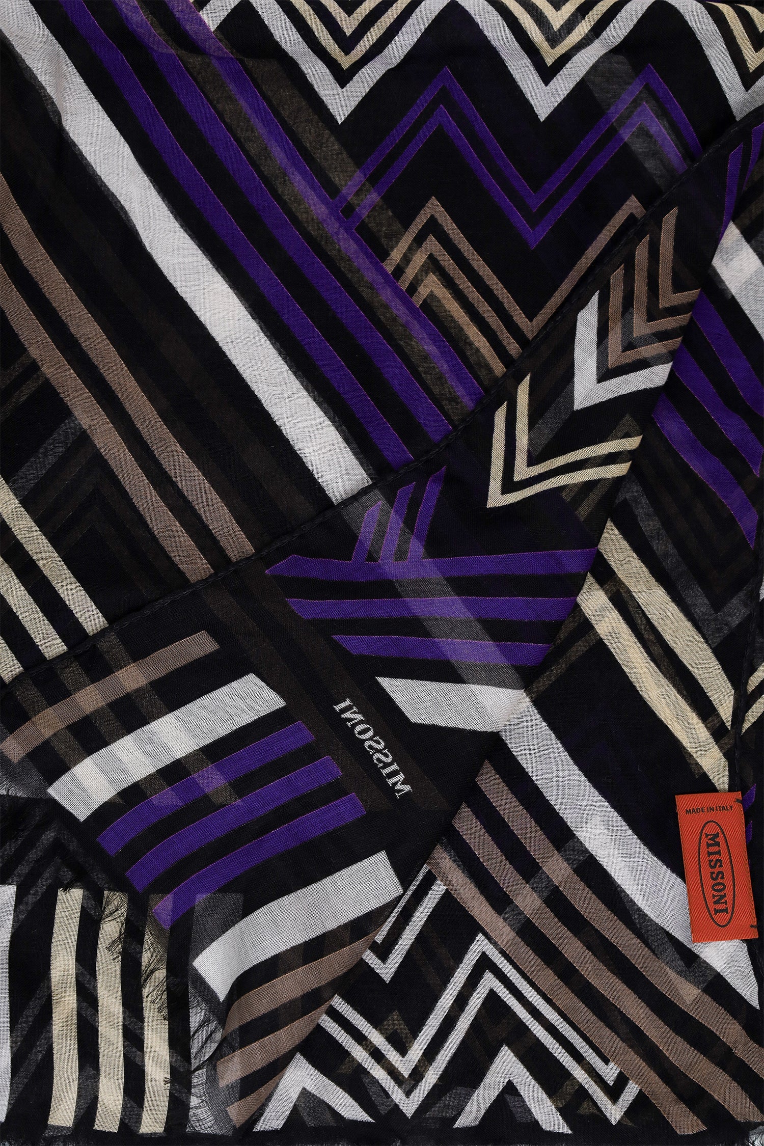 Missoni Purple/Black Silk Patterned Scarf - Image 6