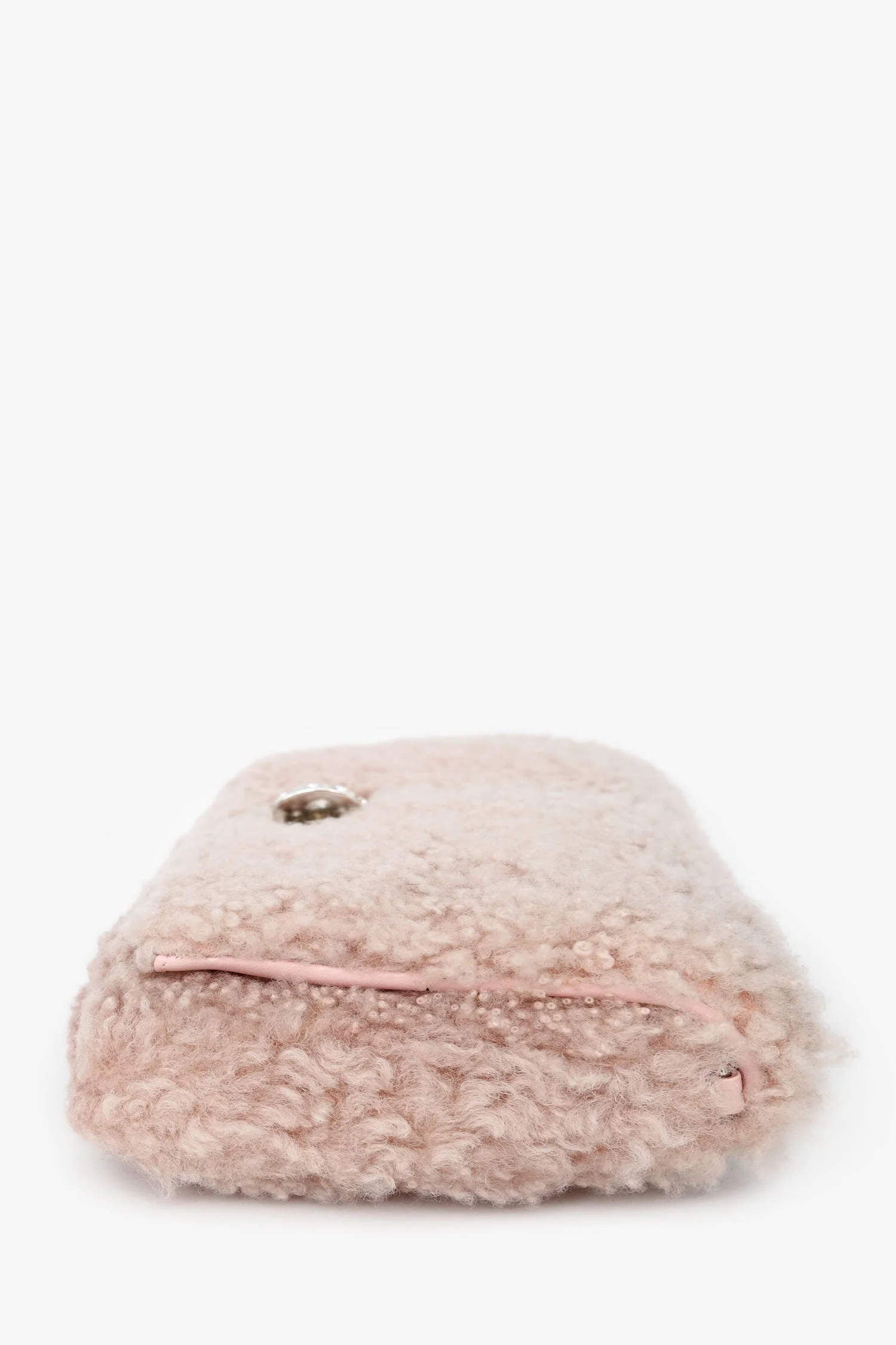 Miu Miu 2018 Pink Shearling 'Montone' Crystal Shoulder Bag - Image 3