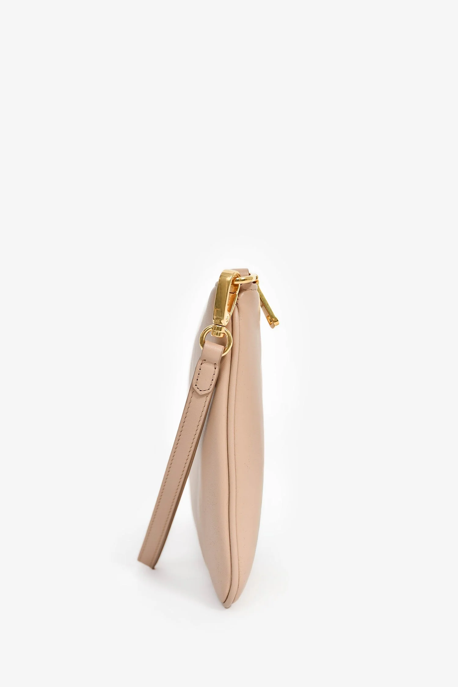 Miu Miu Beige Leather Logo Zip Pouch - Image 3