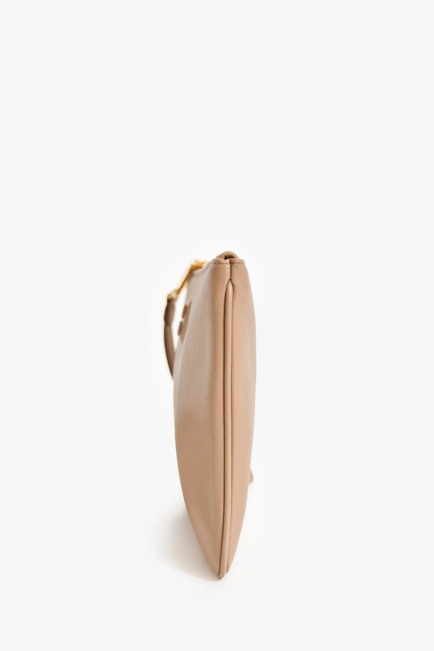Miu Miu Beige Leather Logo Zip Pouch - Image 4