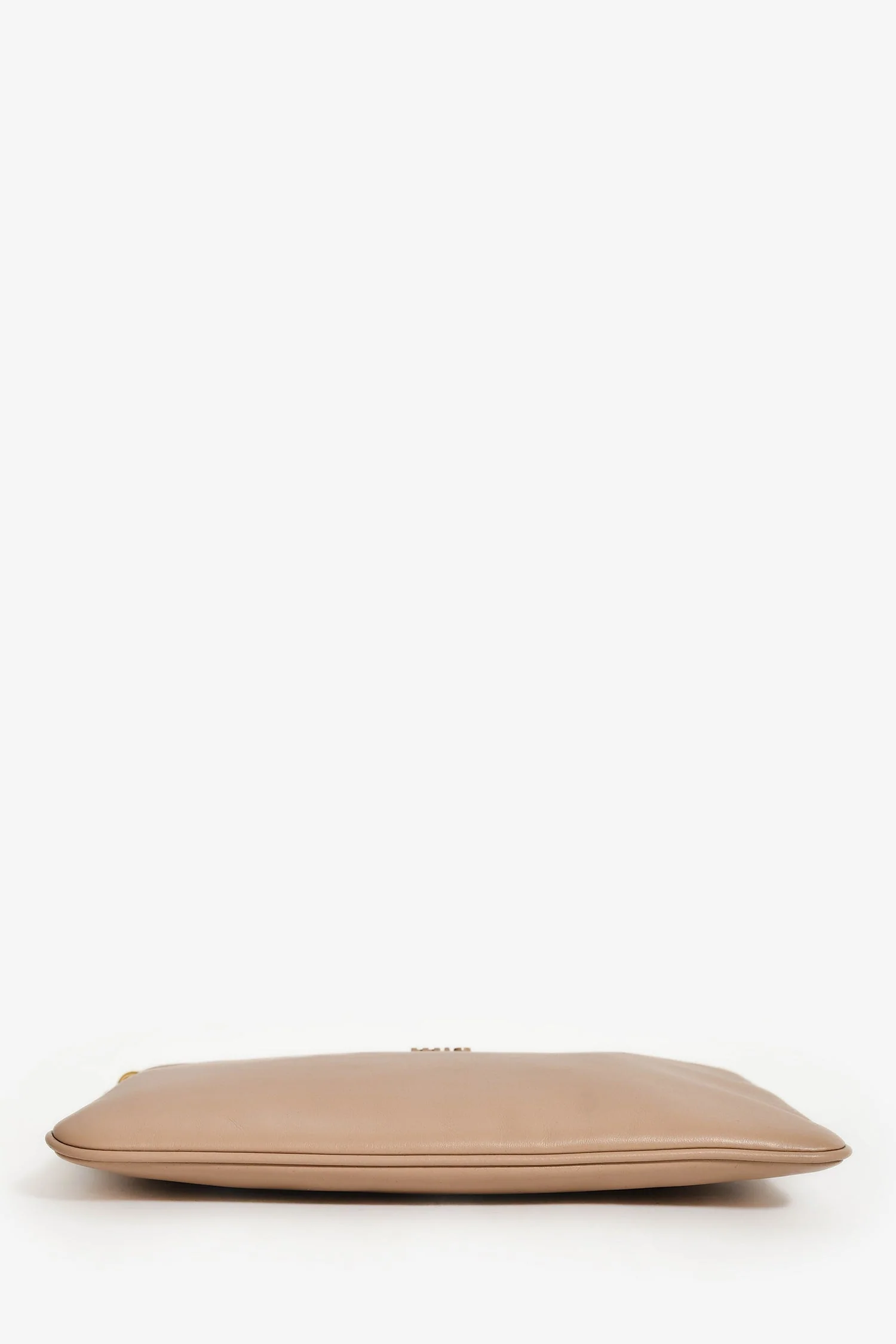 Miu Miu Beige Leather Logo Zip Pouch - Image 5