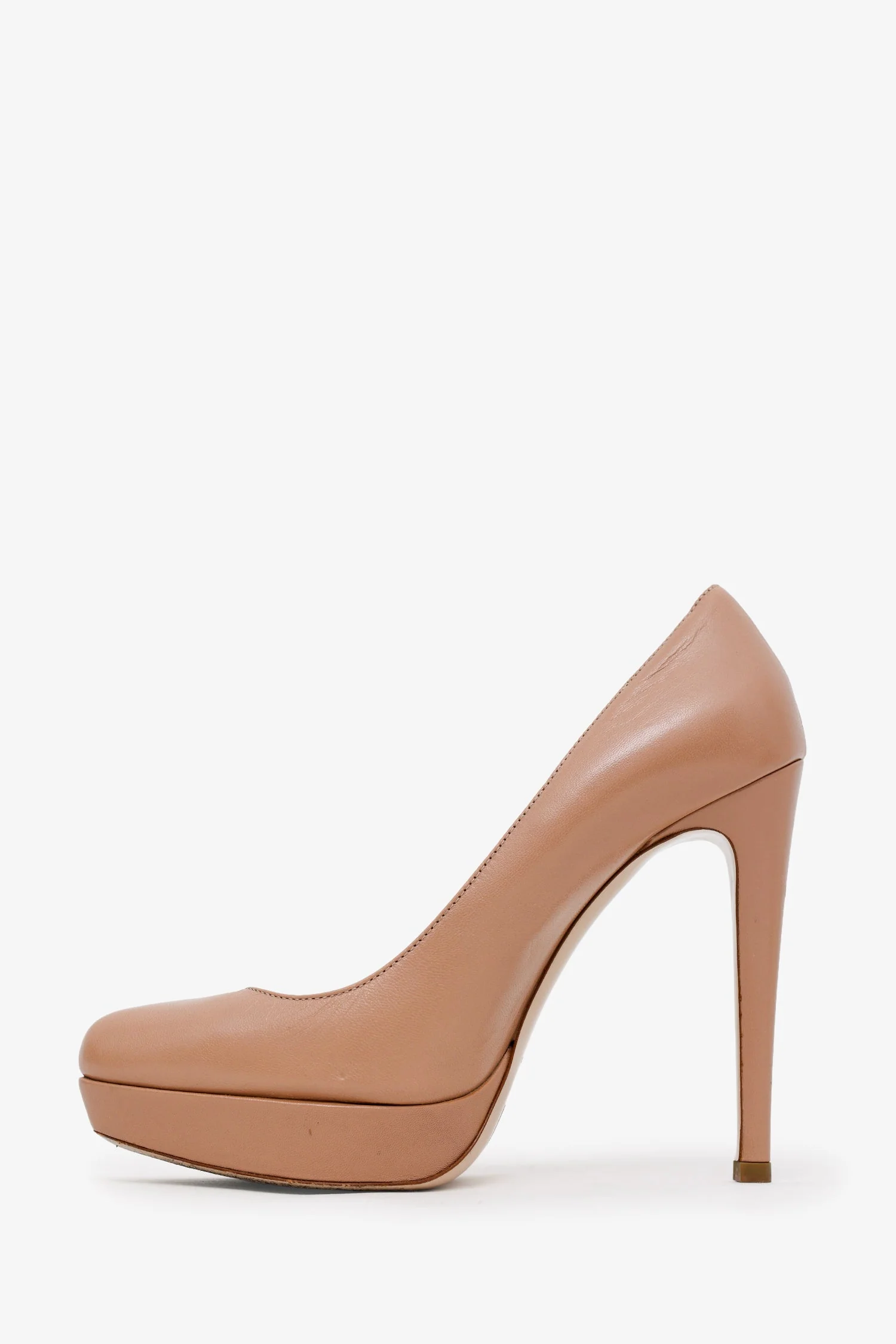 Miu Miu Beige Leather Platform Pumps Size 37 - Image 4