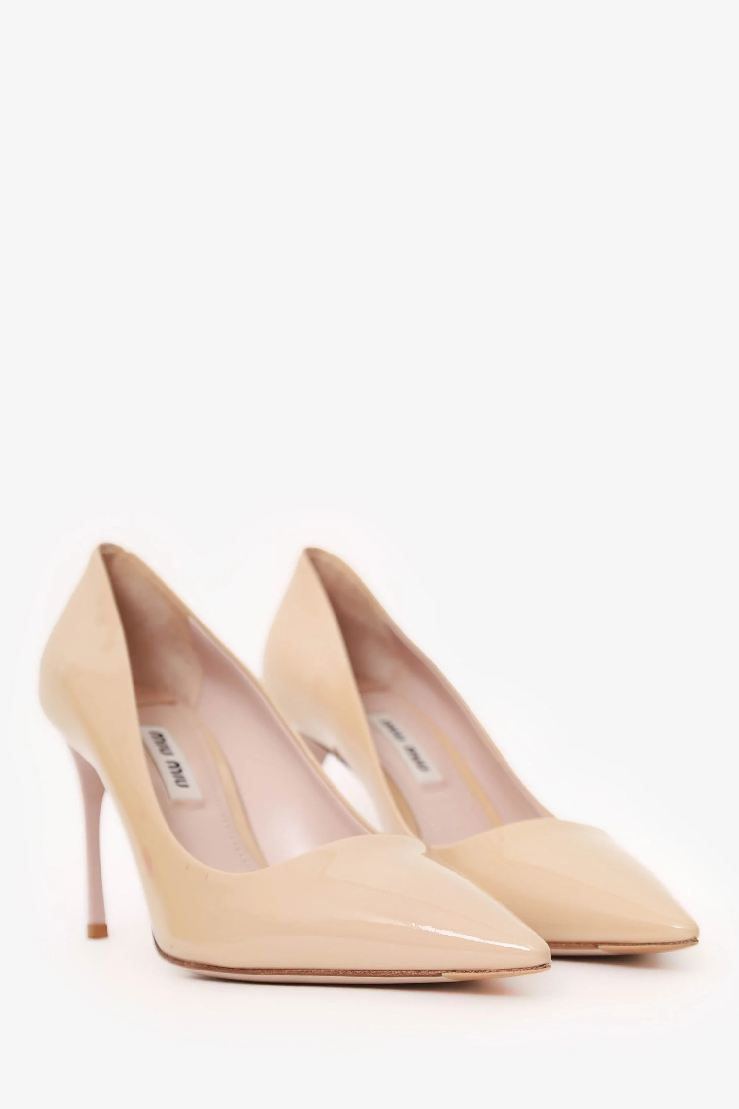 Miu Miu Beige Patent Leather Heels Size 36 - Image 2
