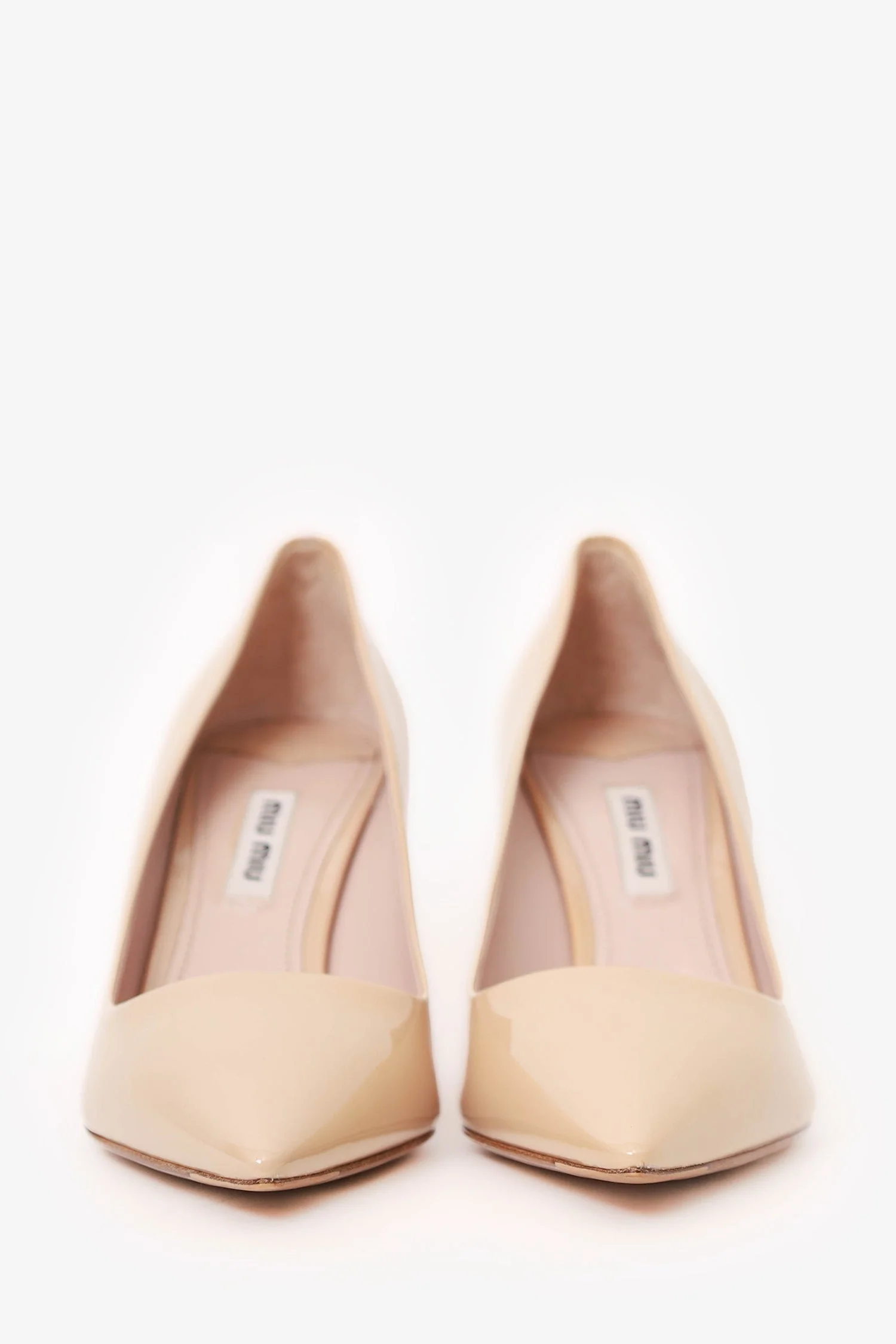 Miu Miu Beige Patent Leather Heels Size 36 - Image 3