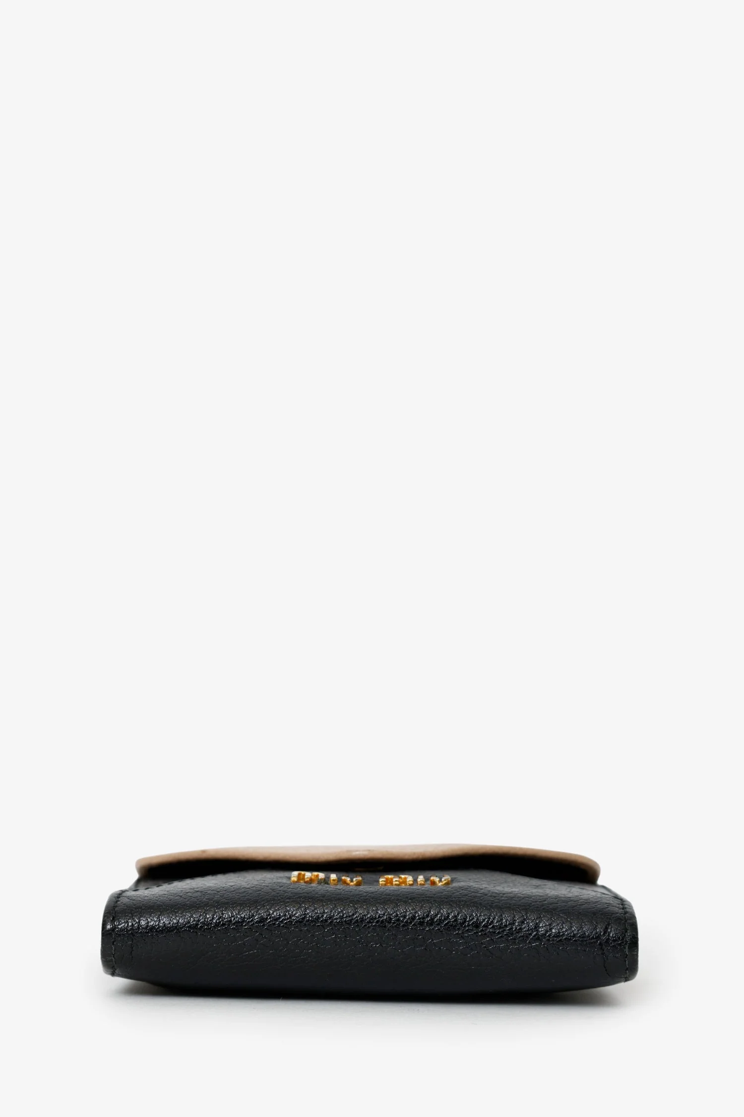 Miu Miu Black/Beige Leather Letter-style Mini Wallet - Image 5