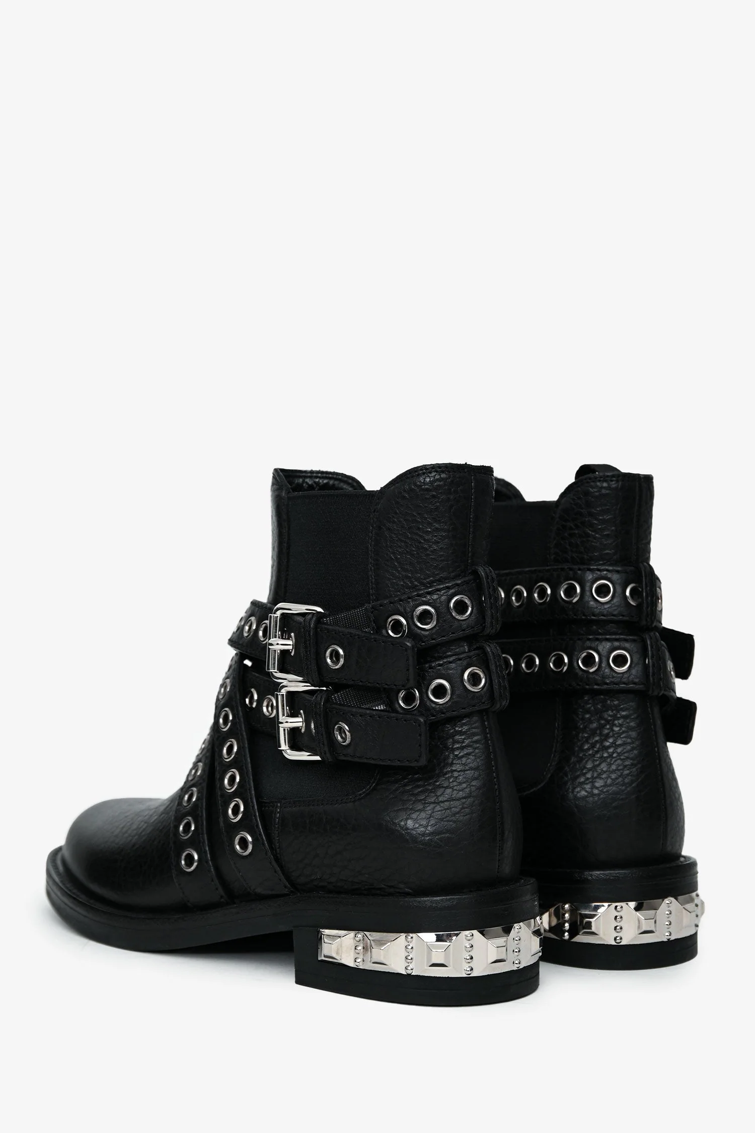 Miu Miu Black Grained Leather Eyelet Buckled Ankle Boots Size 36 - Image 4