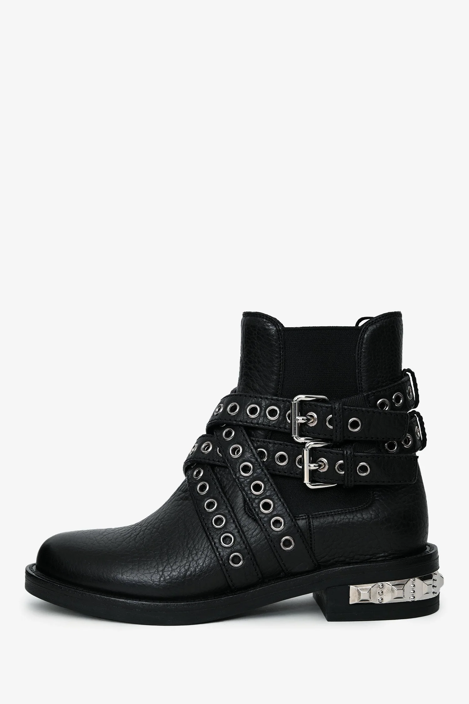Miu Miu Black Grained Leather Eyelet Buckled Ankle Boots Size 36 - Image 5