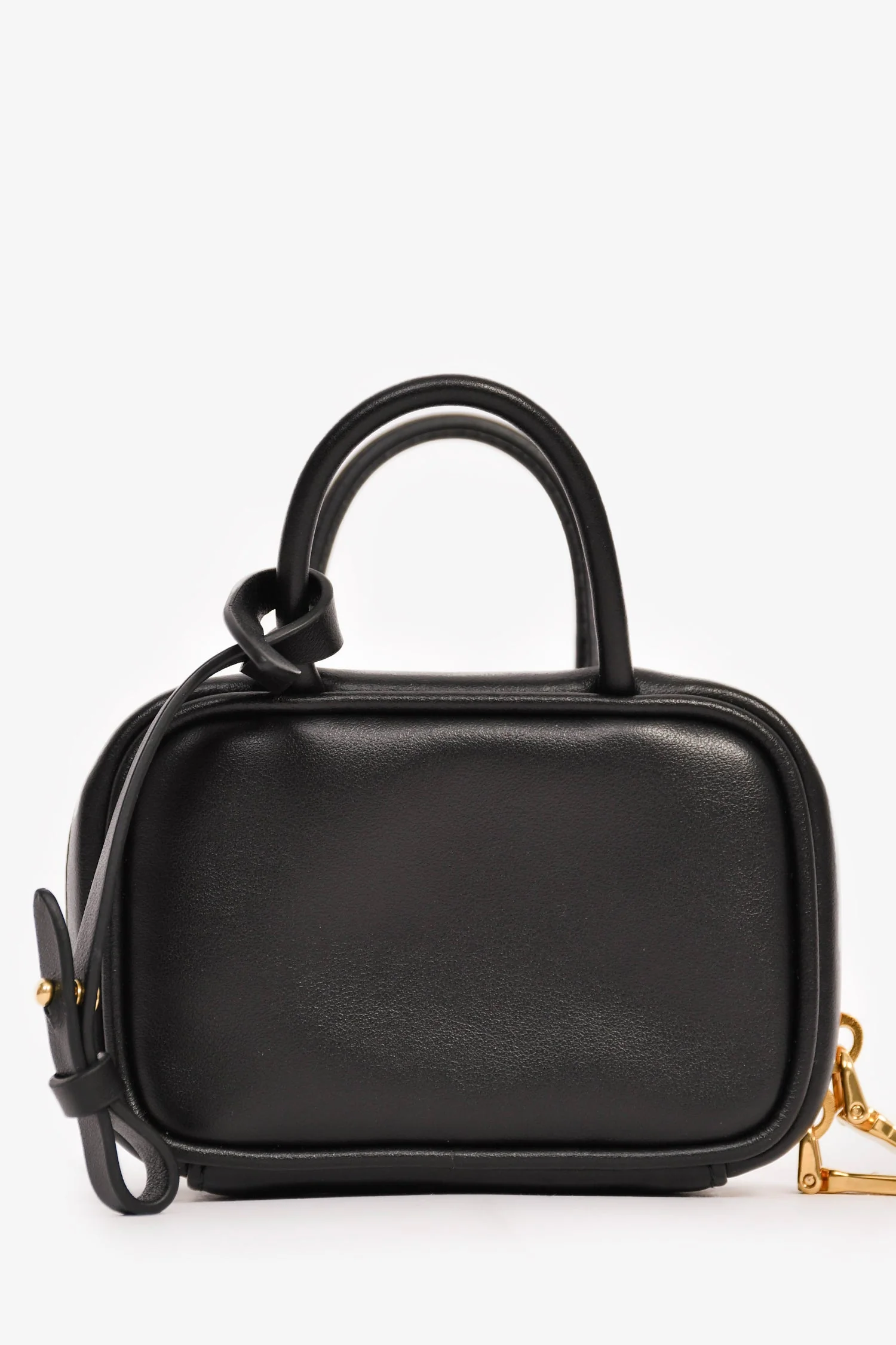 Miu Miu Black Leather Logo Mini Top Handle Keychain - Image 2