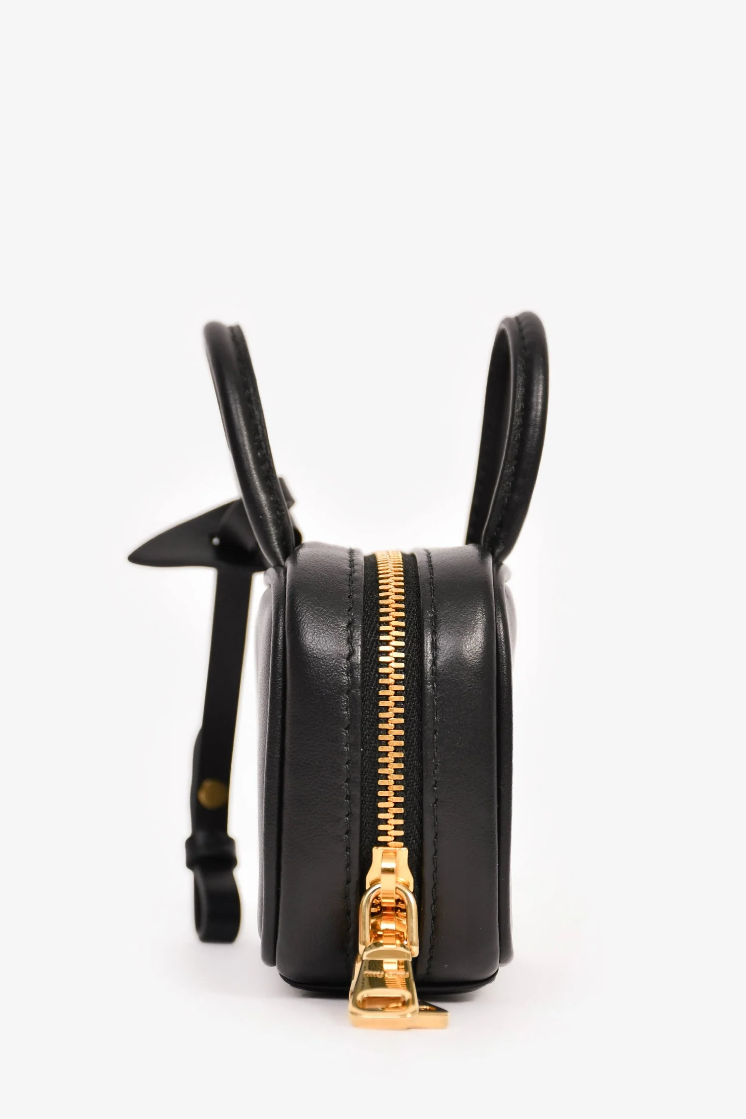 Miu Miu Black Leather Logo Mini Top Handle Keychain - Image 3