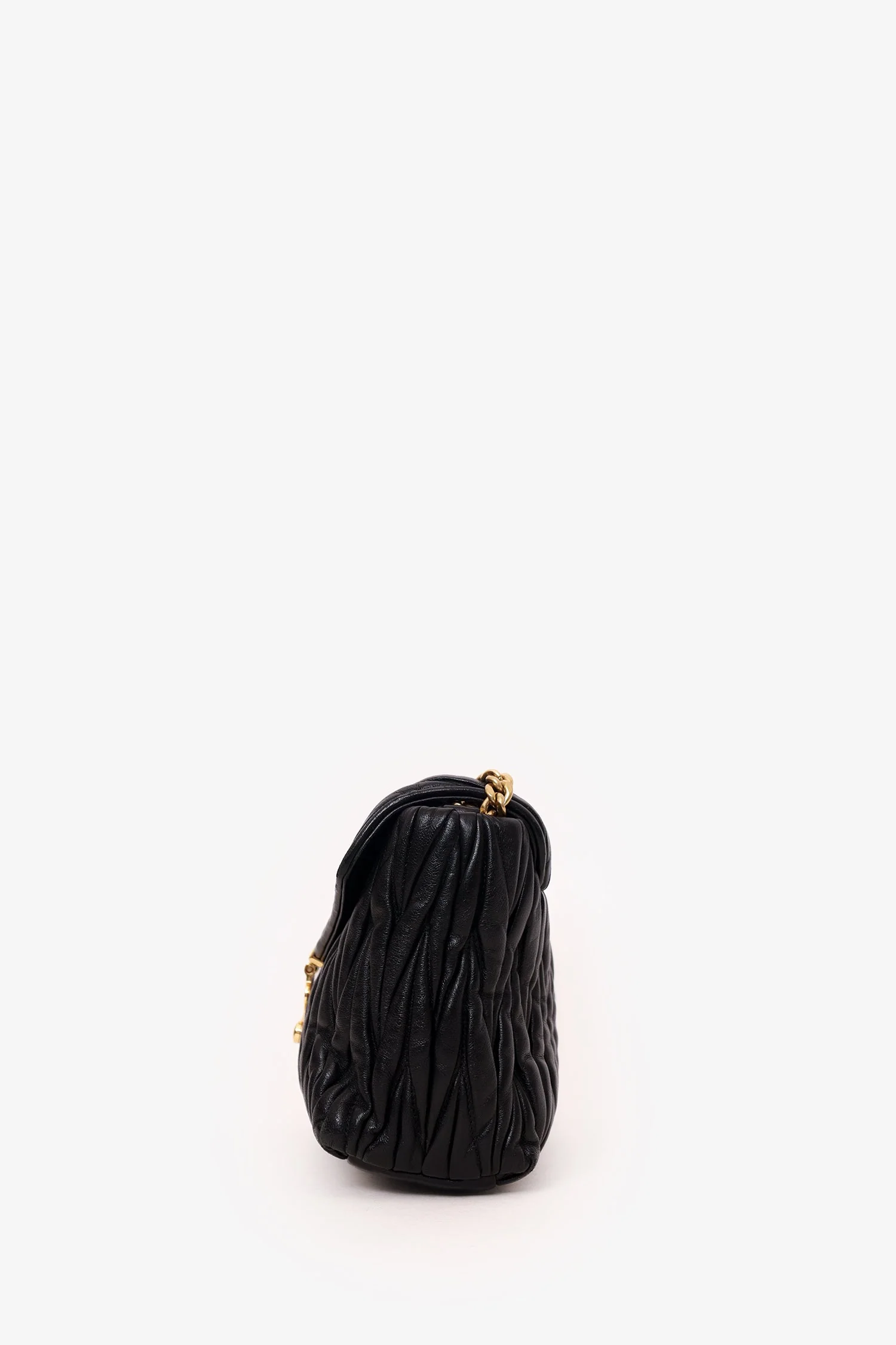Miu Miu Black Matelassé Napa Chain Flap Shoulder Bag - Image 4