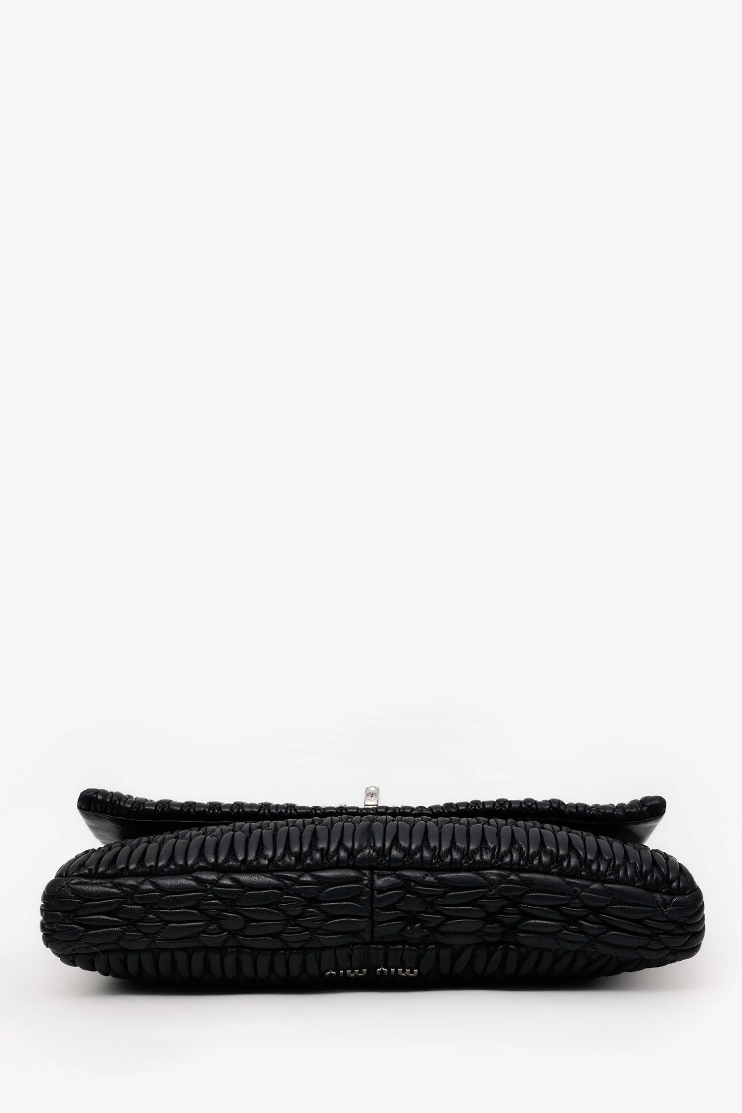 Miu Miu Black Matelasse Nappa Leather Crystal Embellished Shoulder Bag With Strap - Image 5