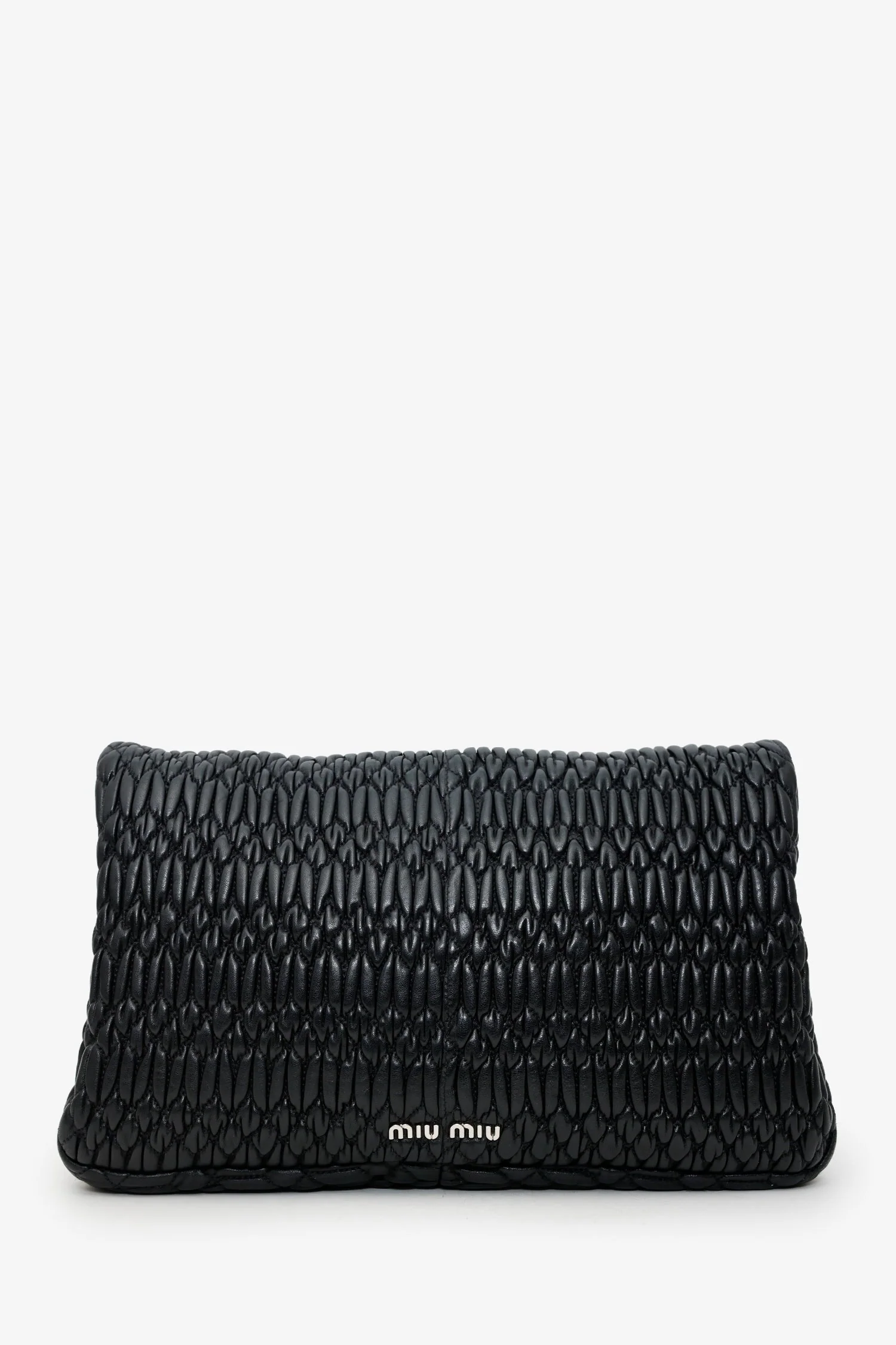 Miu Miu Black Matelasse Nappa Leather Crystal Embellished Shoulder Bag With Strap - Image 4