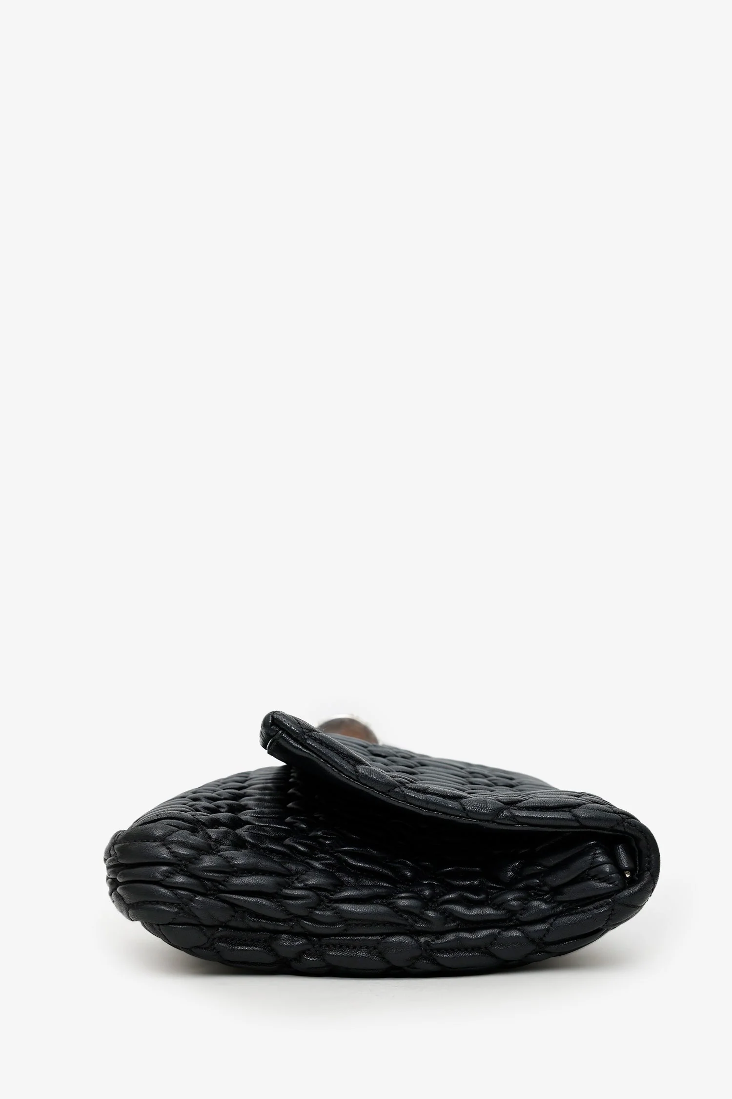 Miu Miu Black Matelasse Nappa Leather Crystal Embellished Shoulder Bag With Strap - Image 5
