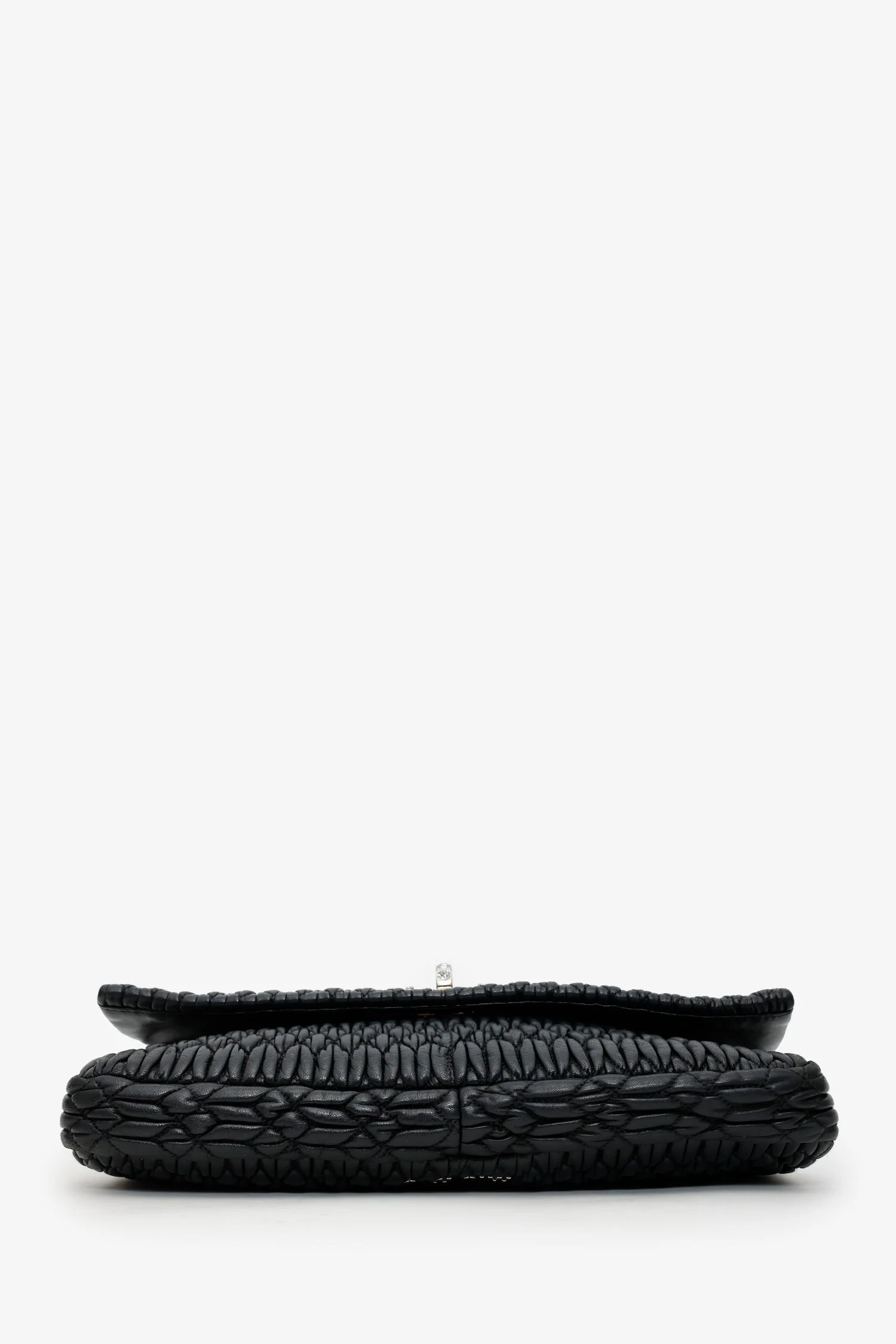 Miu Miu Black Matelasse Nappa Leather Crystal Embellished Shoulder Bag With Strap - Image 7