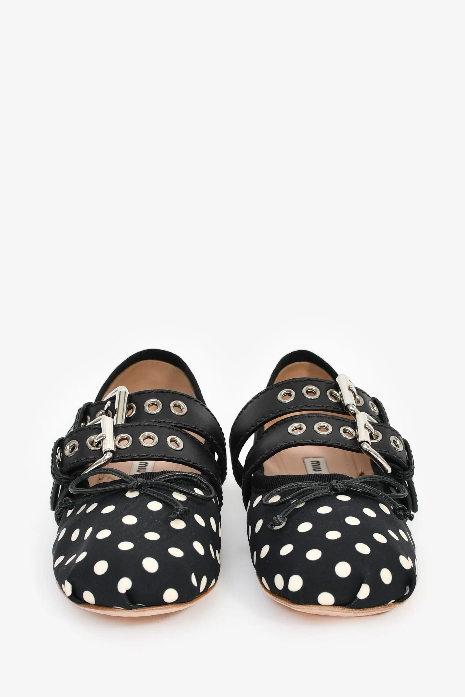 Miu Miu Black Polka Dot Buckle Detailed Flats Size 35.5 - Image 3