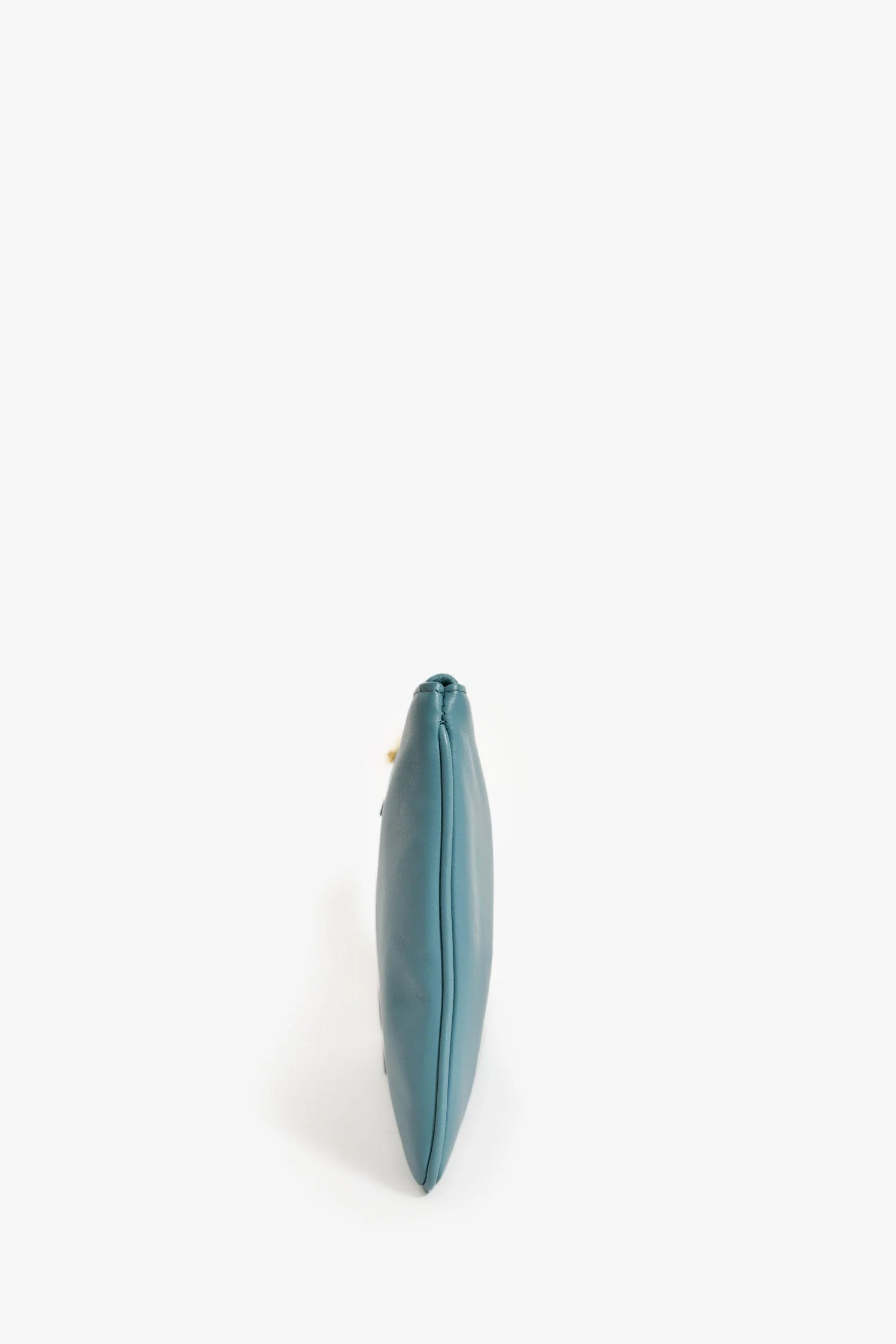 Miu Miu Blue Leather Logo Zip Pouch - Image 4