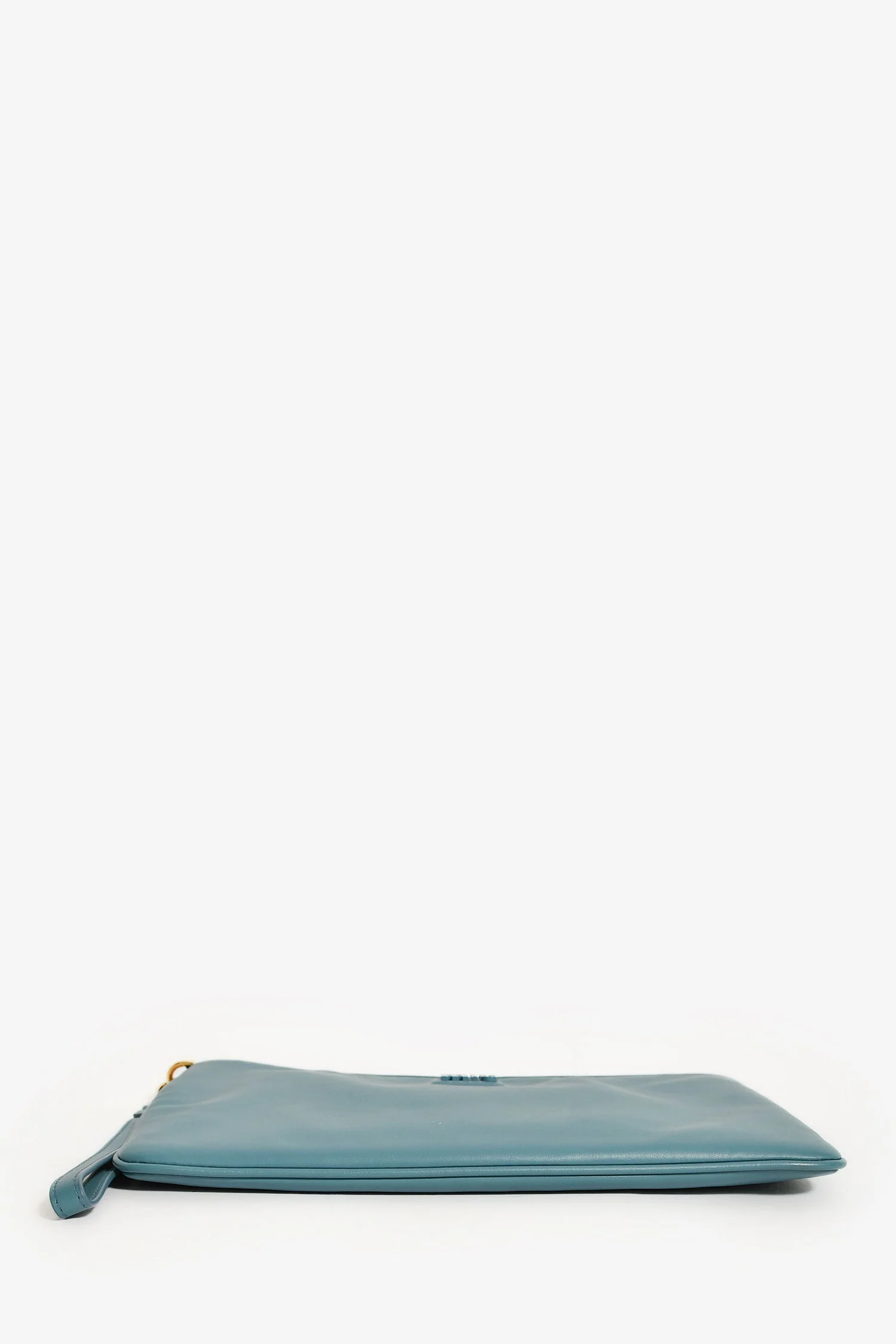 Miu Miu Blue Leather Logo Zip Pouch - Image 5