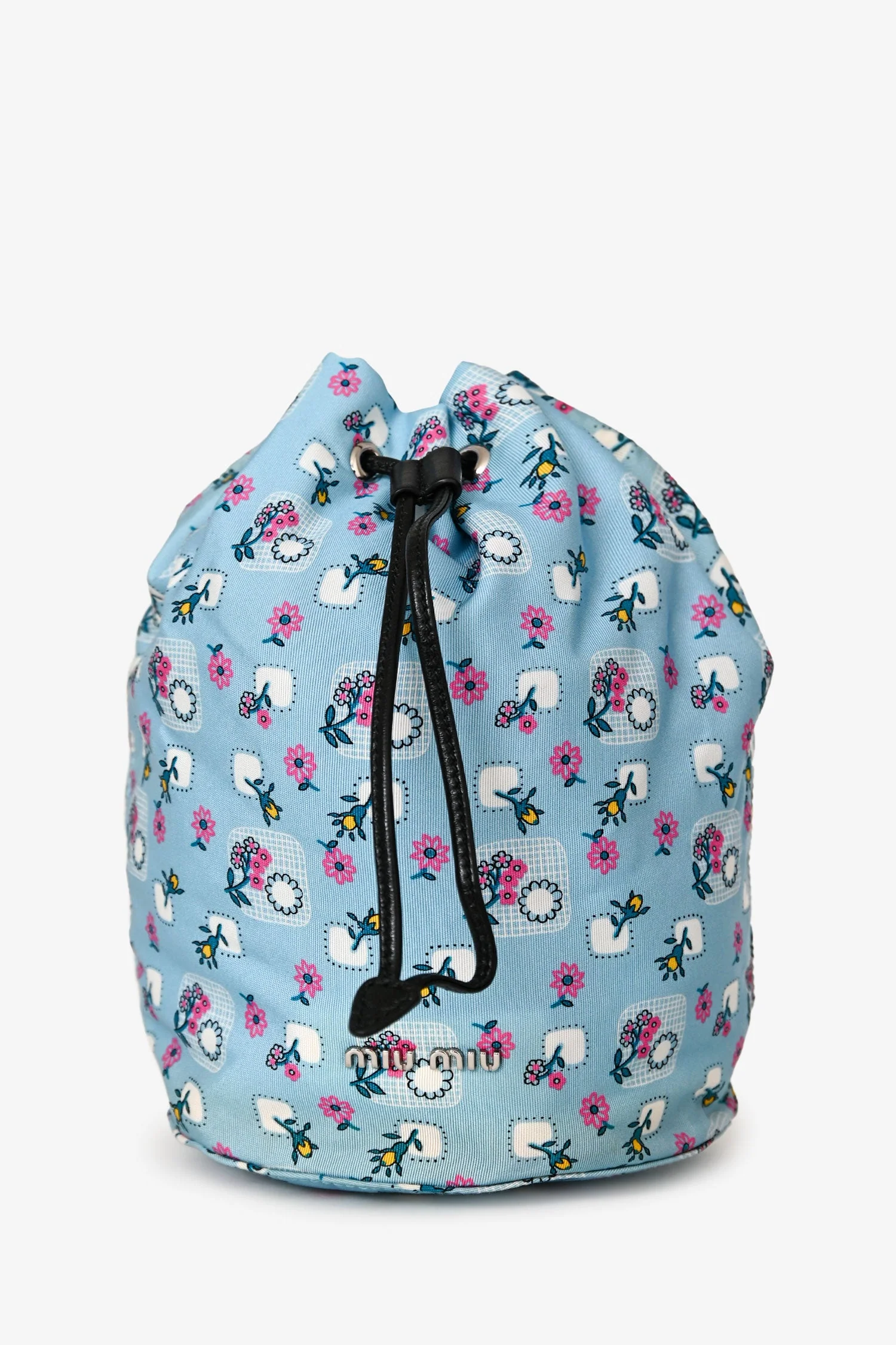 Miu Miu Blue Nylon Floral Print Pouch - Image 2