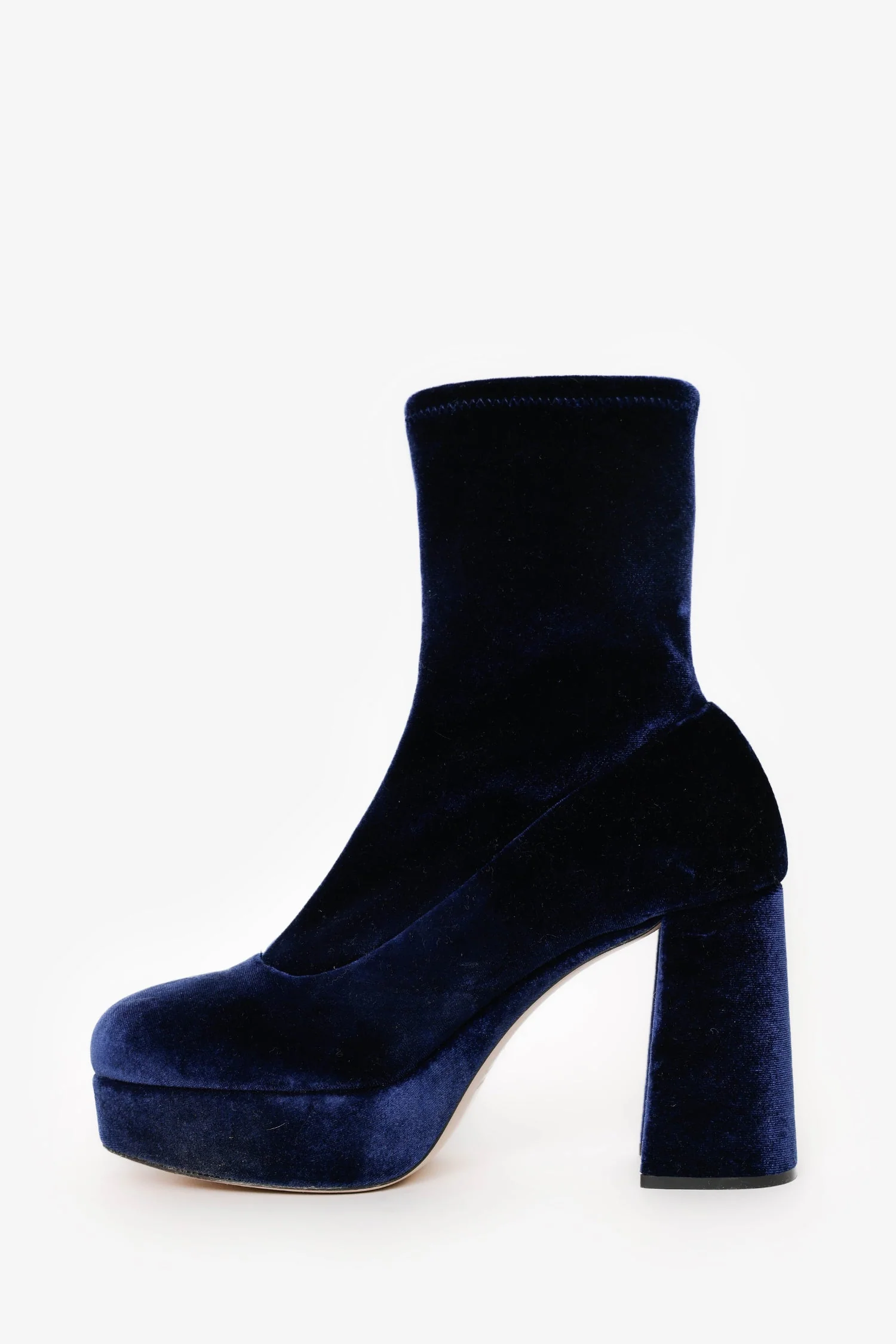 Miu Miu Blue Velvet Platform Boots Size 39 - Image 4