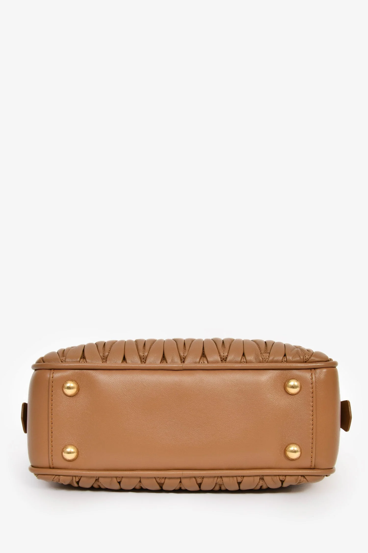 Miu Miu Caramel Nappa Leather Arcadie Matelassé Top Handle - Image 5