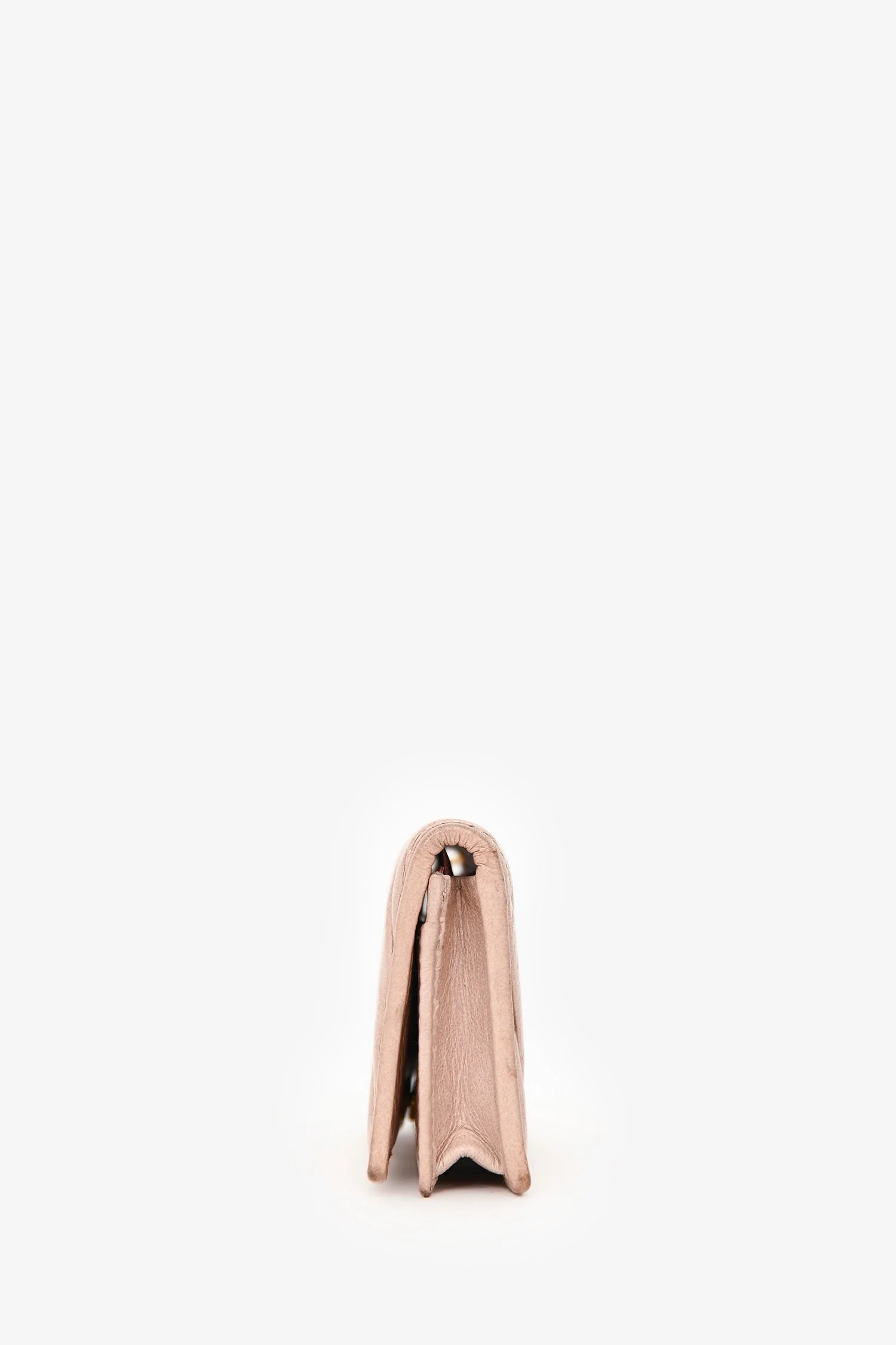 Miu Miu Cream Matelassé Leather Cardholder Keychain - Image 3