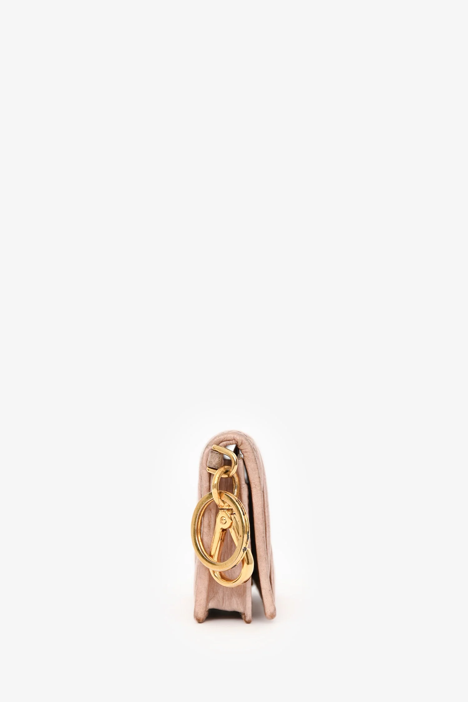 Miu Miu Cream Matelassé Leather Cardholder Keychain - Image 4