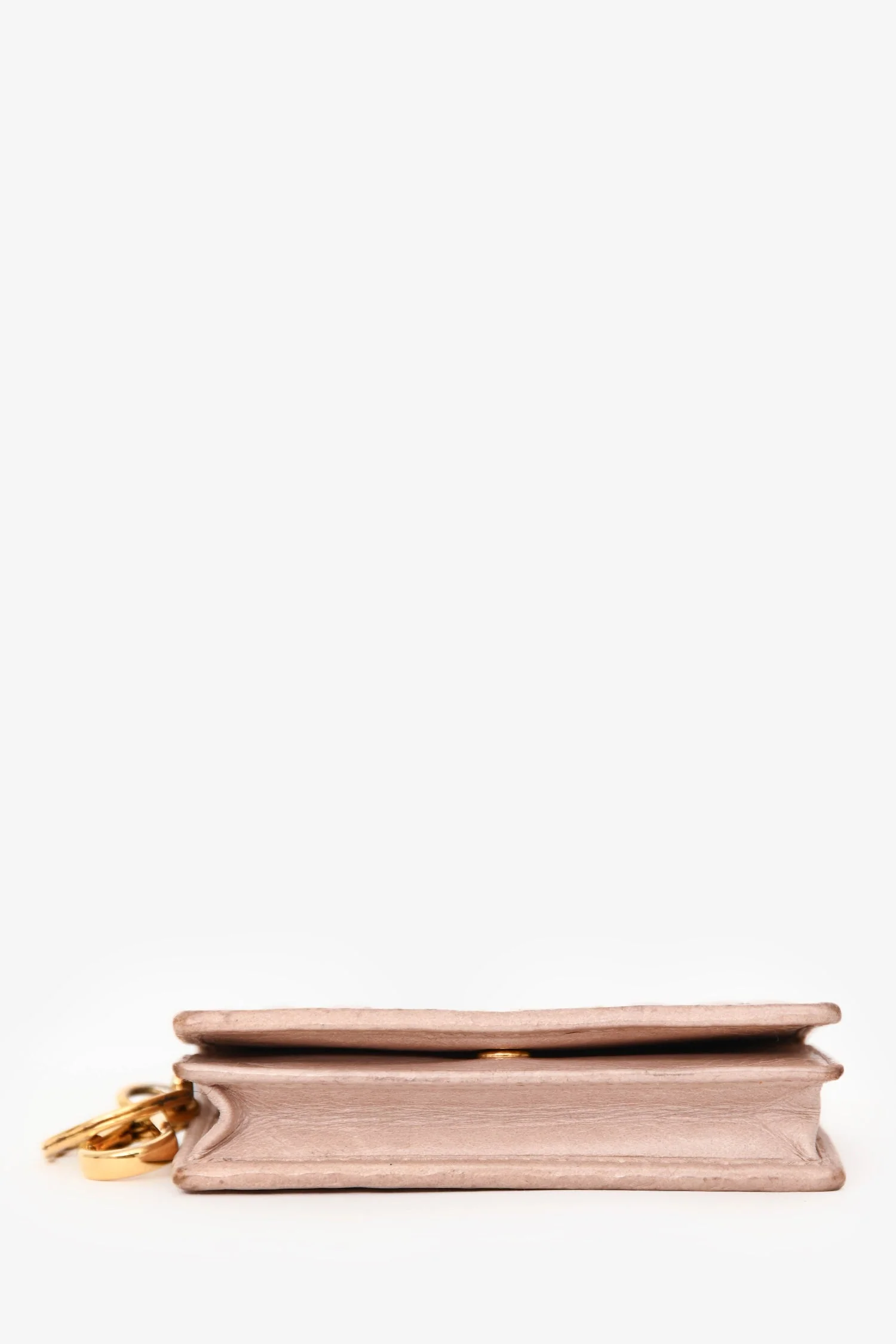 Miu Miu Cream Matelassé Leather Cardholder Keychain - Image 5
