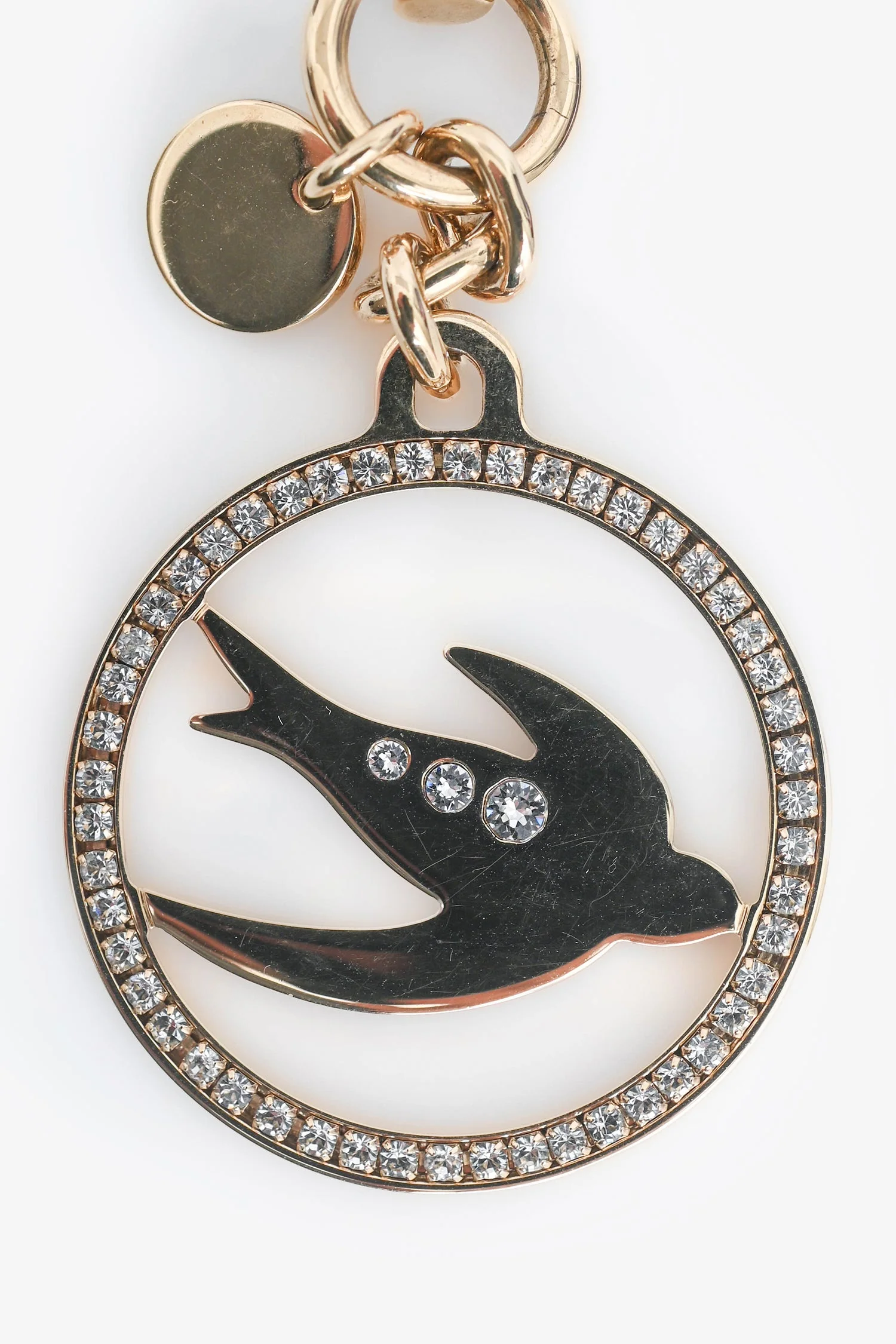 Miu Miu Gold-Tone Metal Crystal Embellished Bag Charm - Image 4