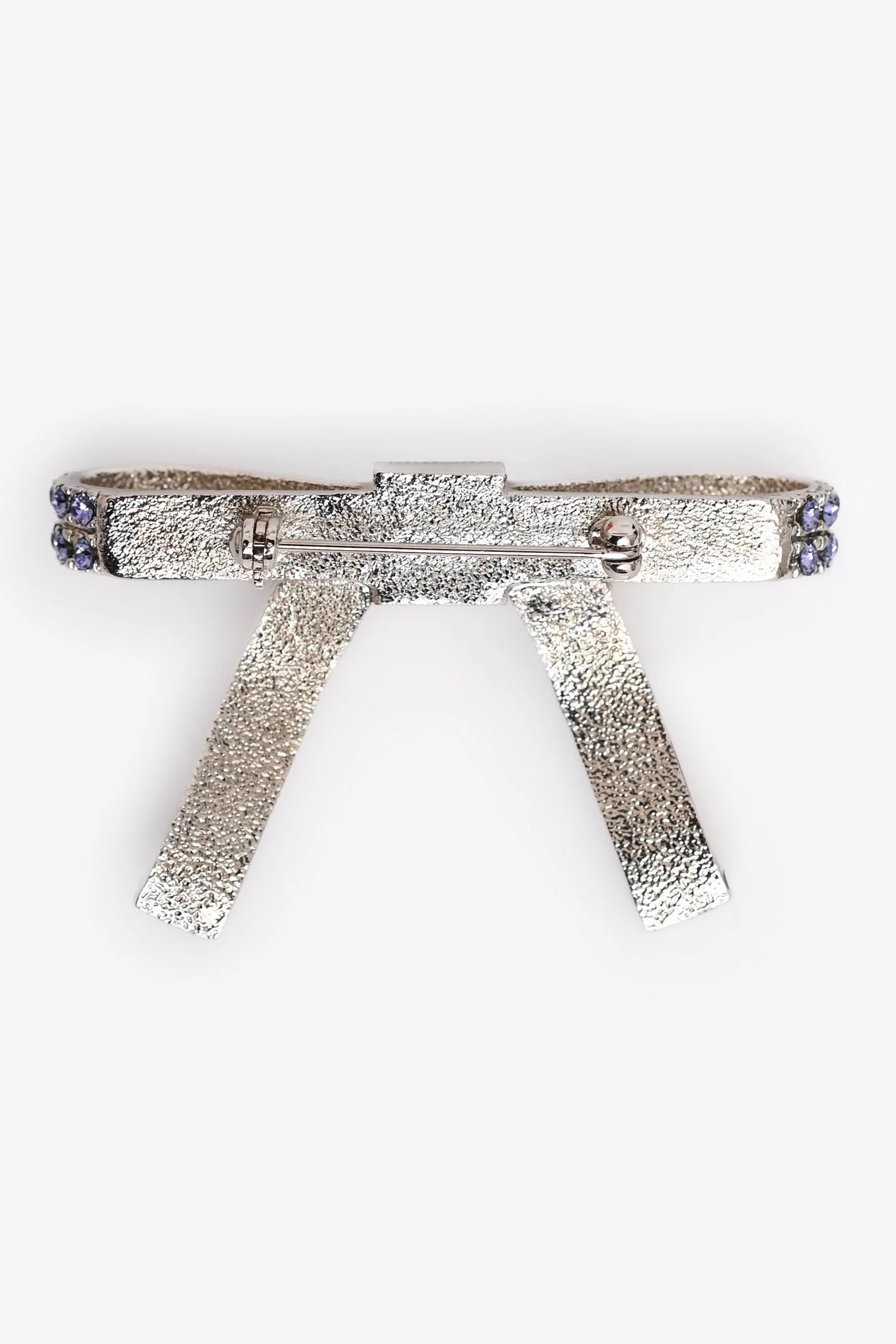 Miu Miu Lilac Rhinestone Ribbon Brooch - Image 2