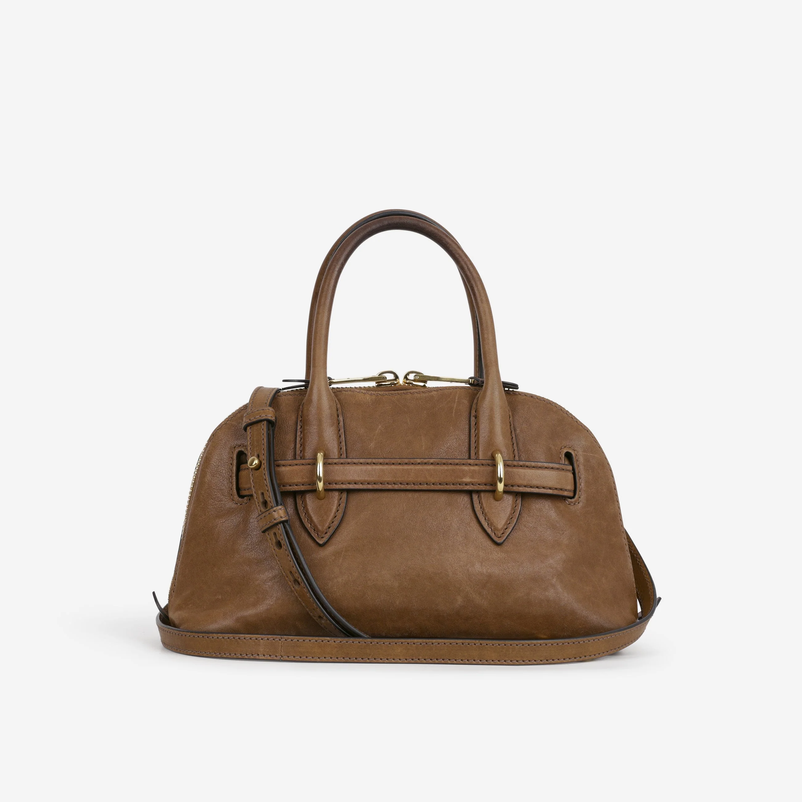 Miu Miu Small Aventure Top Handle - Oak Nappa Leather | Antique Gold Hardware - Image 3